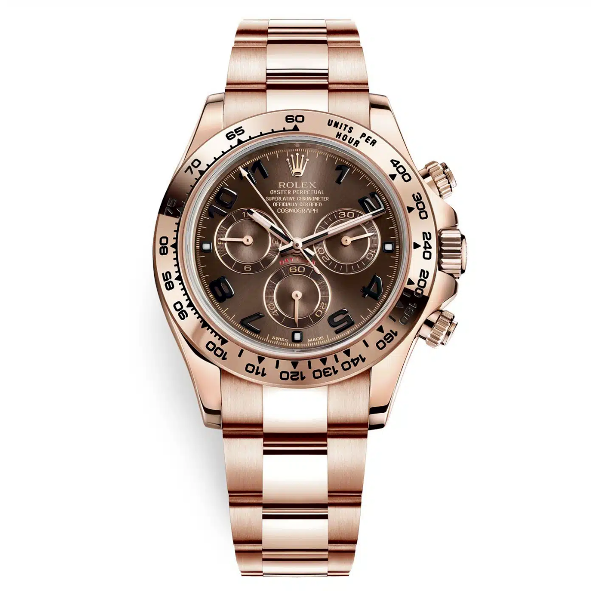 Rolex Cosmograph Daytona 40mm 116505 Rose Gold Watch Chocolate Arabic Dial