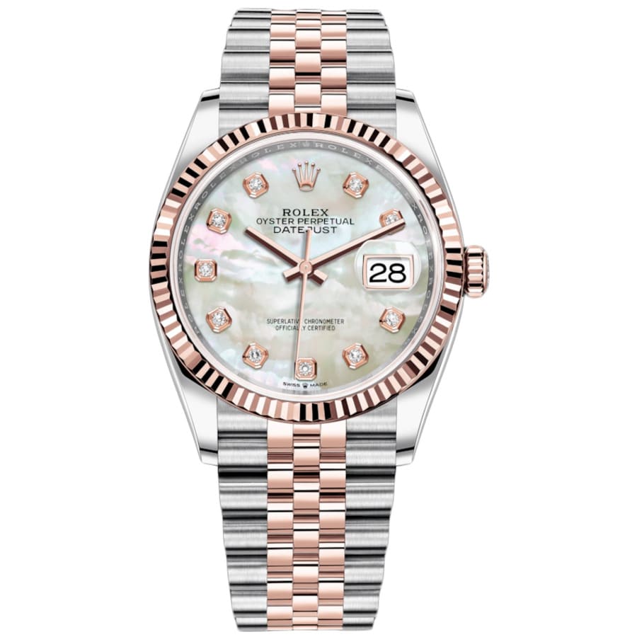 Rolex Datejust 126231-0021 36mm MOP Diamond Dial Jubilee Stainless Steel &amp; Rose Gold Watch 2024