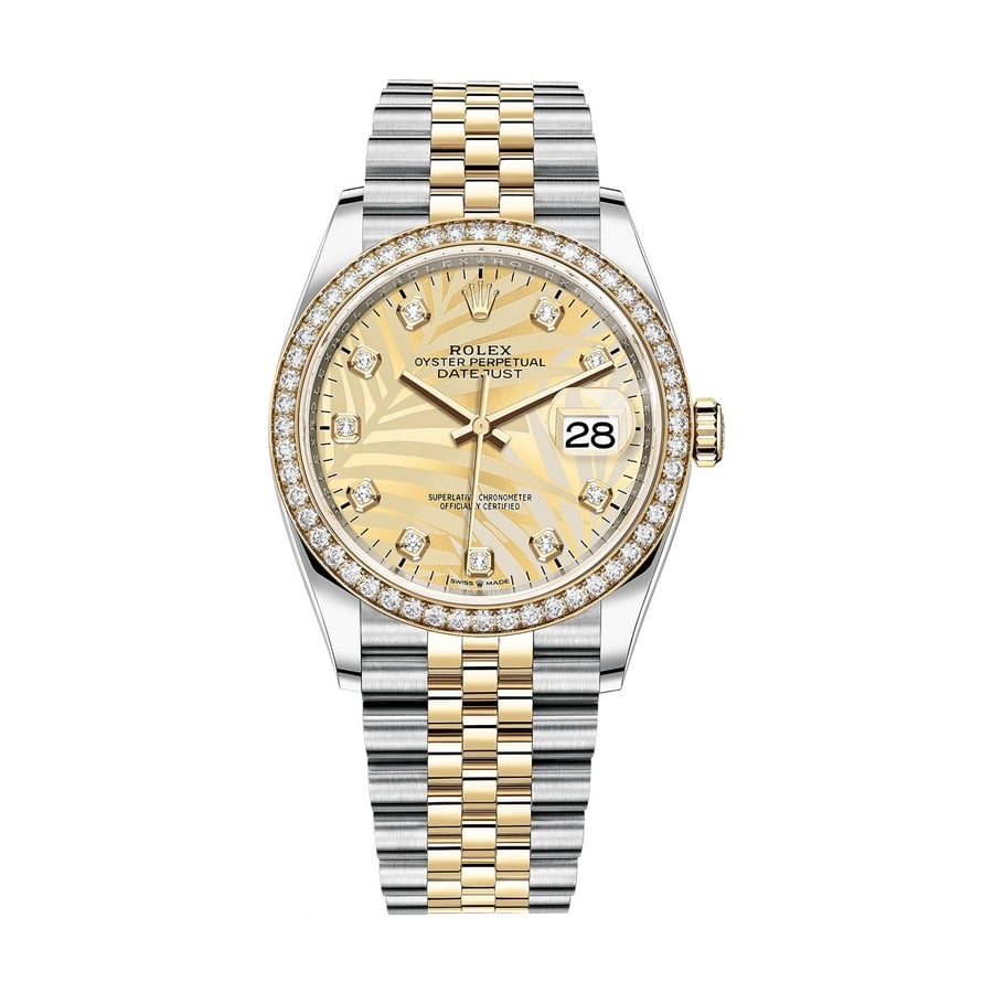 Rolex Datejust 126283RBR 36MM Stainless Steel and Yellow Gold with Diamond Bezel Watch