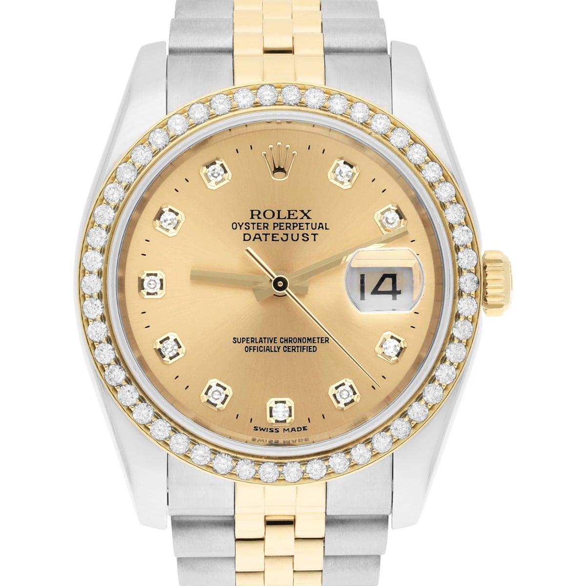 Rolex Datejust 36 Gold & Steel 116233 Watch Champagne Dial Jubilee Watch