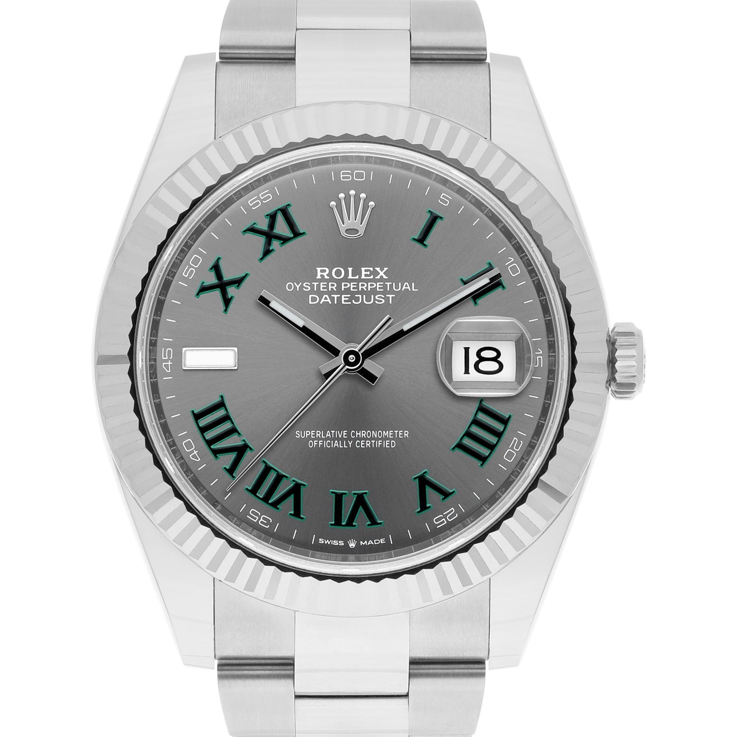 Rolex Datejust 126334 Stainless Steel 41mm Gray Wimbledon Dial Complete MINT
