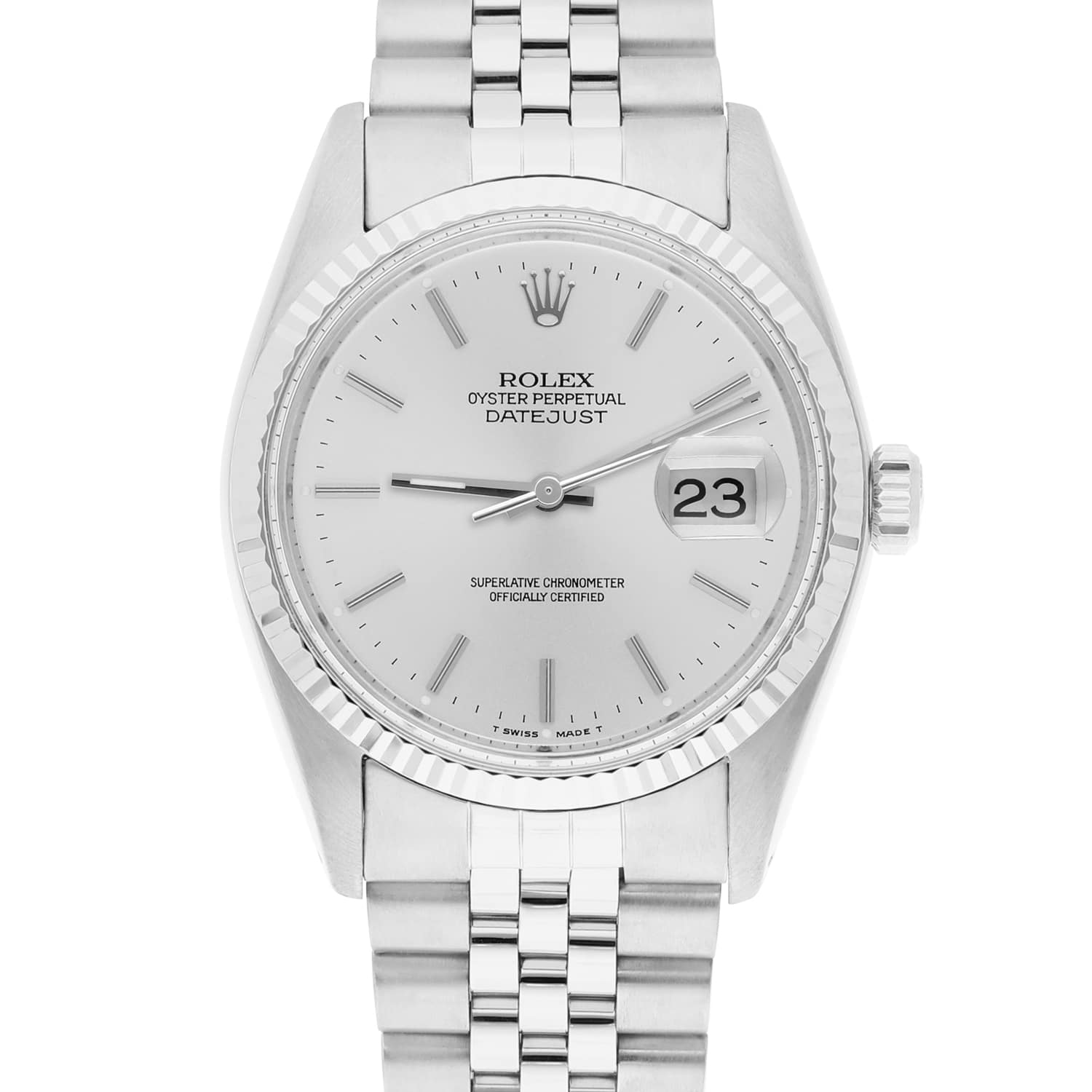 Rolex Datejust 36mm Stainless Steel 16014 Silver Stick Dial, Circa 1987