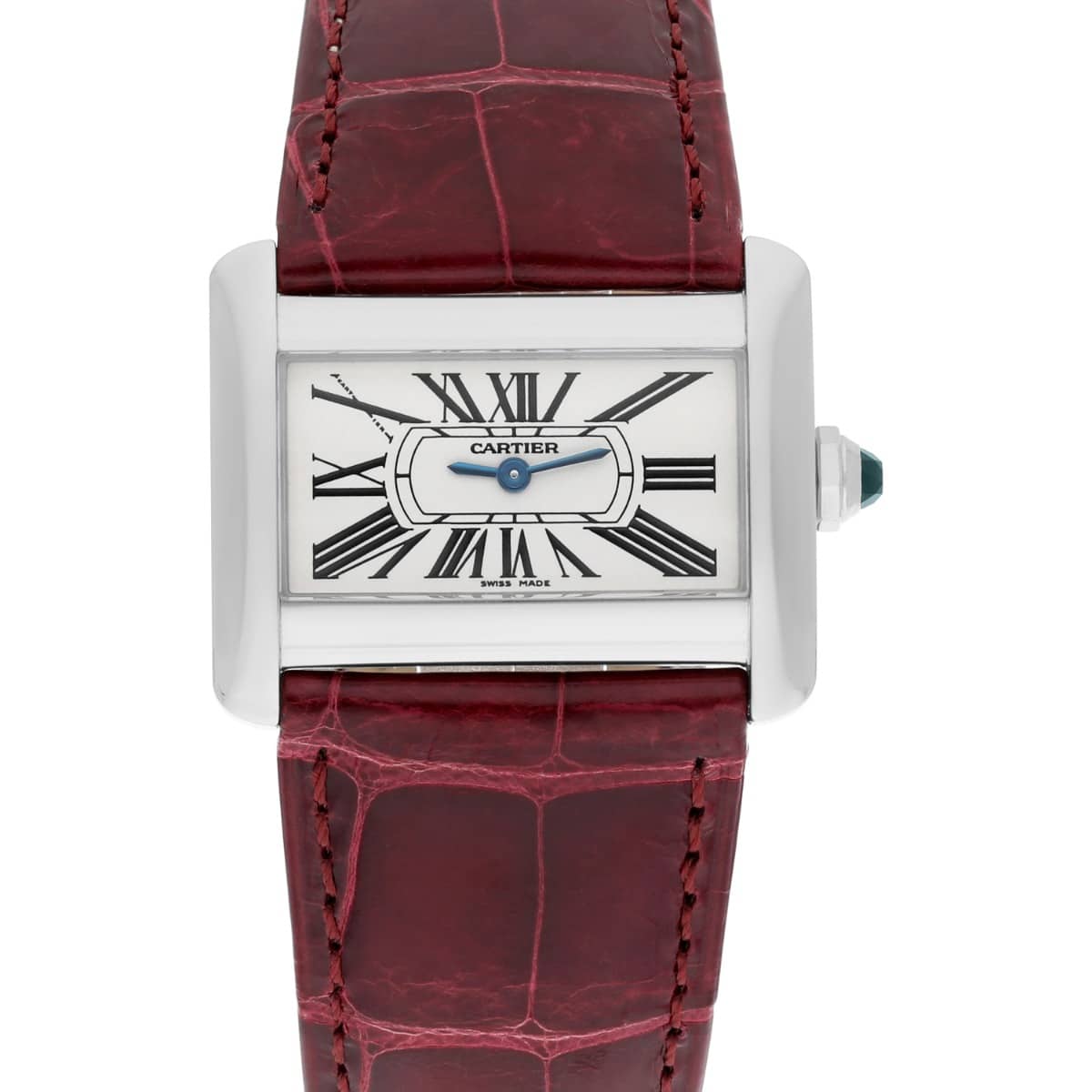 Cartier Tank Divan Stainless Steel 32mm Red Strap Ladies Watch Ref # 2599