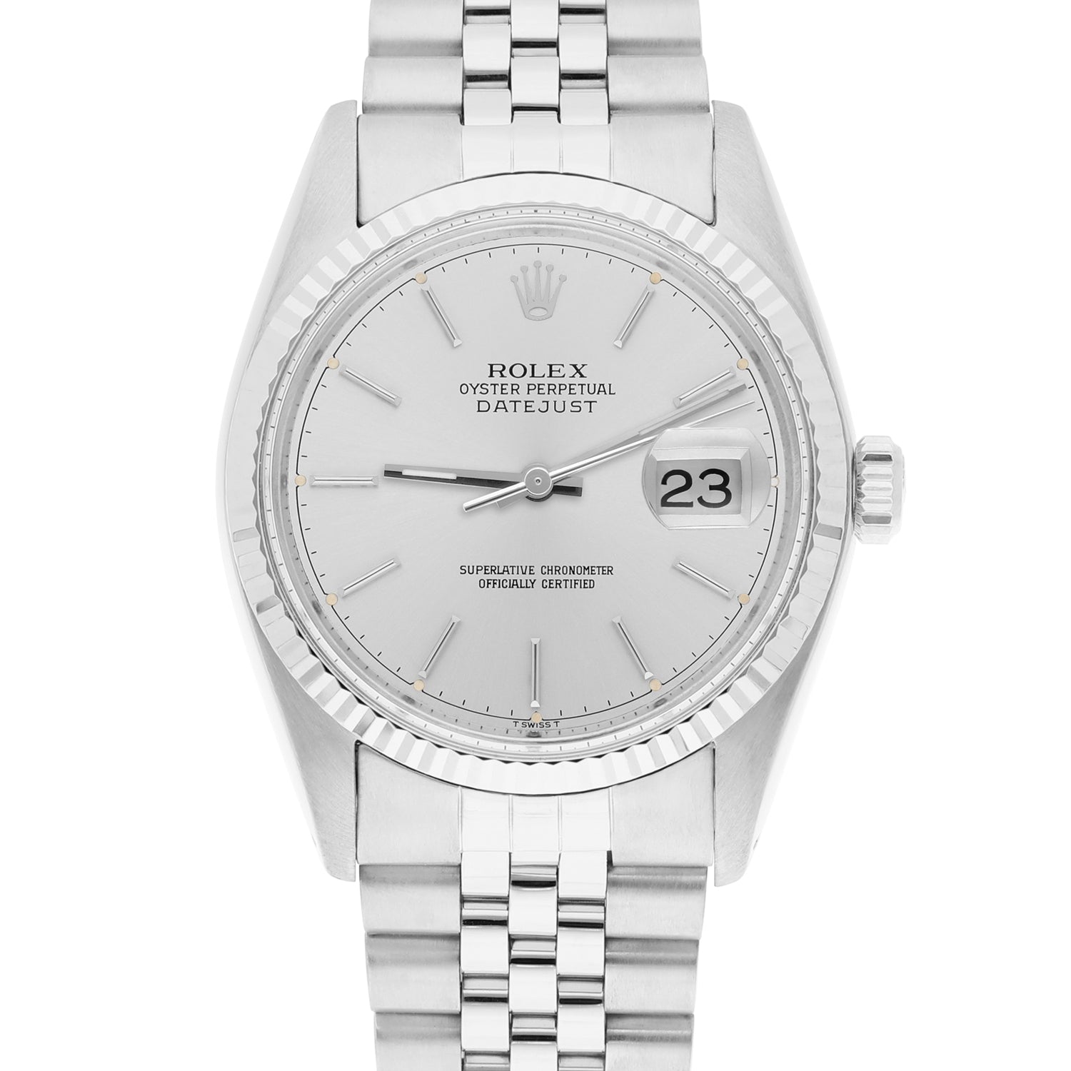 Rolex Datejust 36mm Stainless Steel 16014 Silver Index Dial, Circa 1983