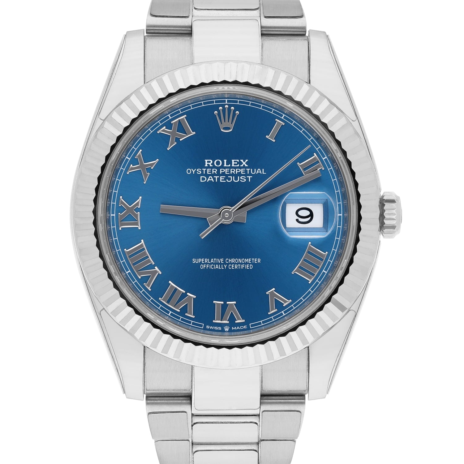 Rolex Datejust 126334 Stainless Steel 41mm Blue Roman Dial Complete MINT 2021