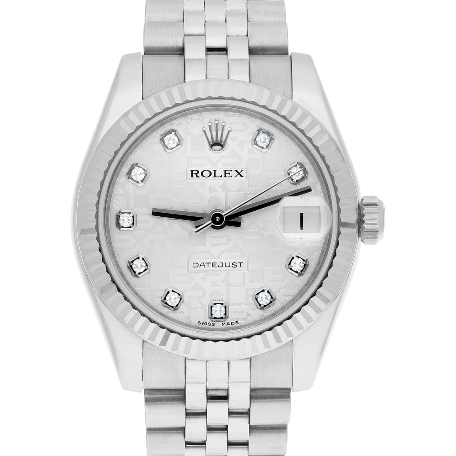 Rolex Datejust 31mm 178274 Silver Logo Jubilee Diamond Dial Complete Watch