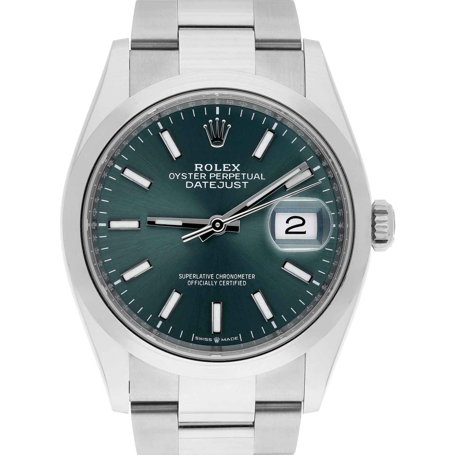 Rolex 126200 Datejust 36mm Green Index Dial Oyster Bracelet 2022 COMPLETE MINT