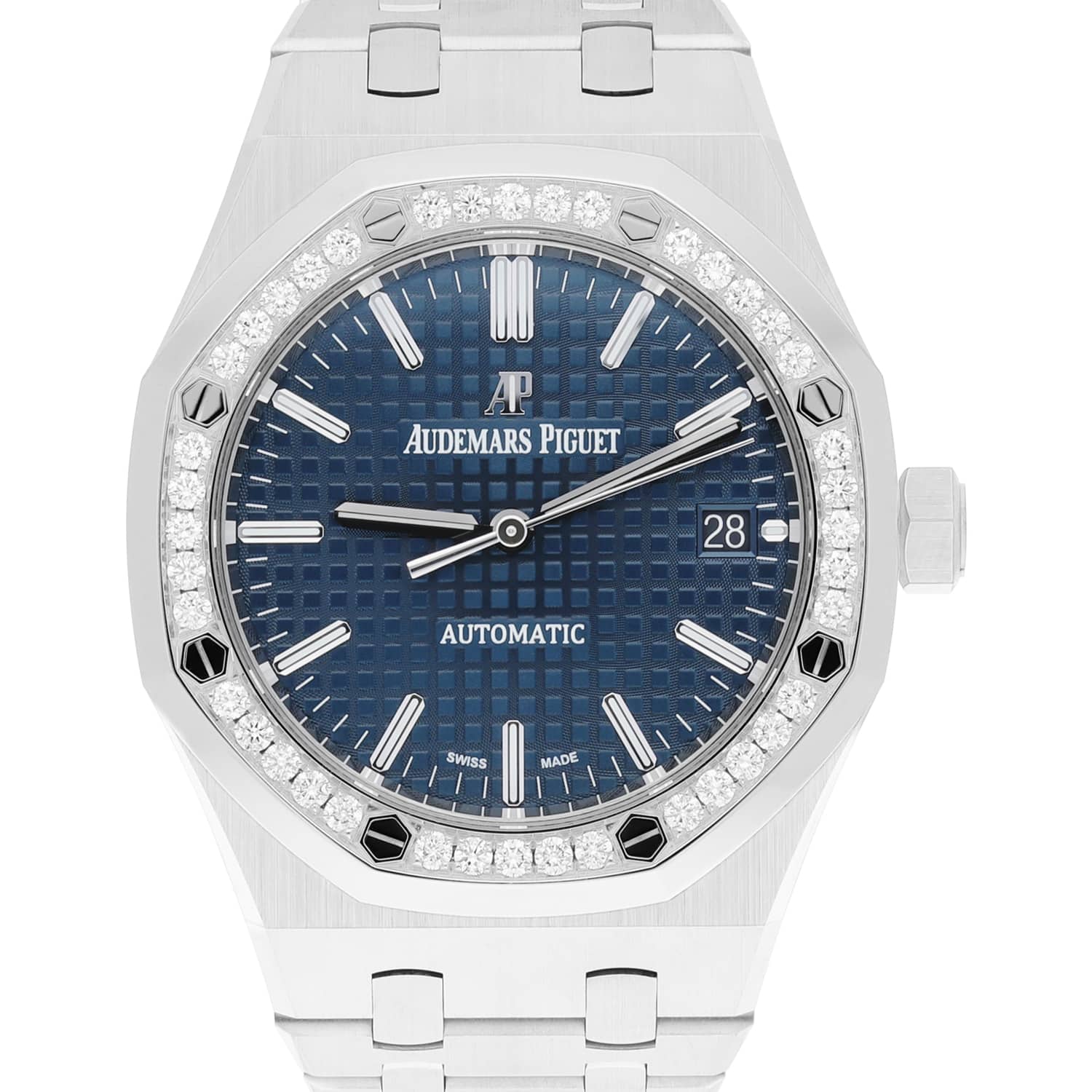 Audemars Piguet Royal Oak Automatic Factory Diamond Bezel Blue Dial 37mm Watch