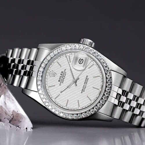 Rolex Datejust 31 Stainless Steel Watch Silver Dial with Diamond Bezel 68274
