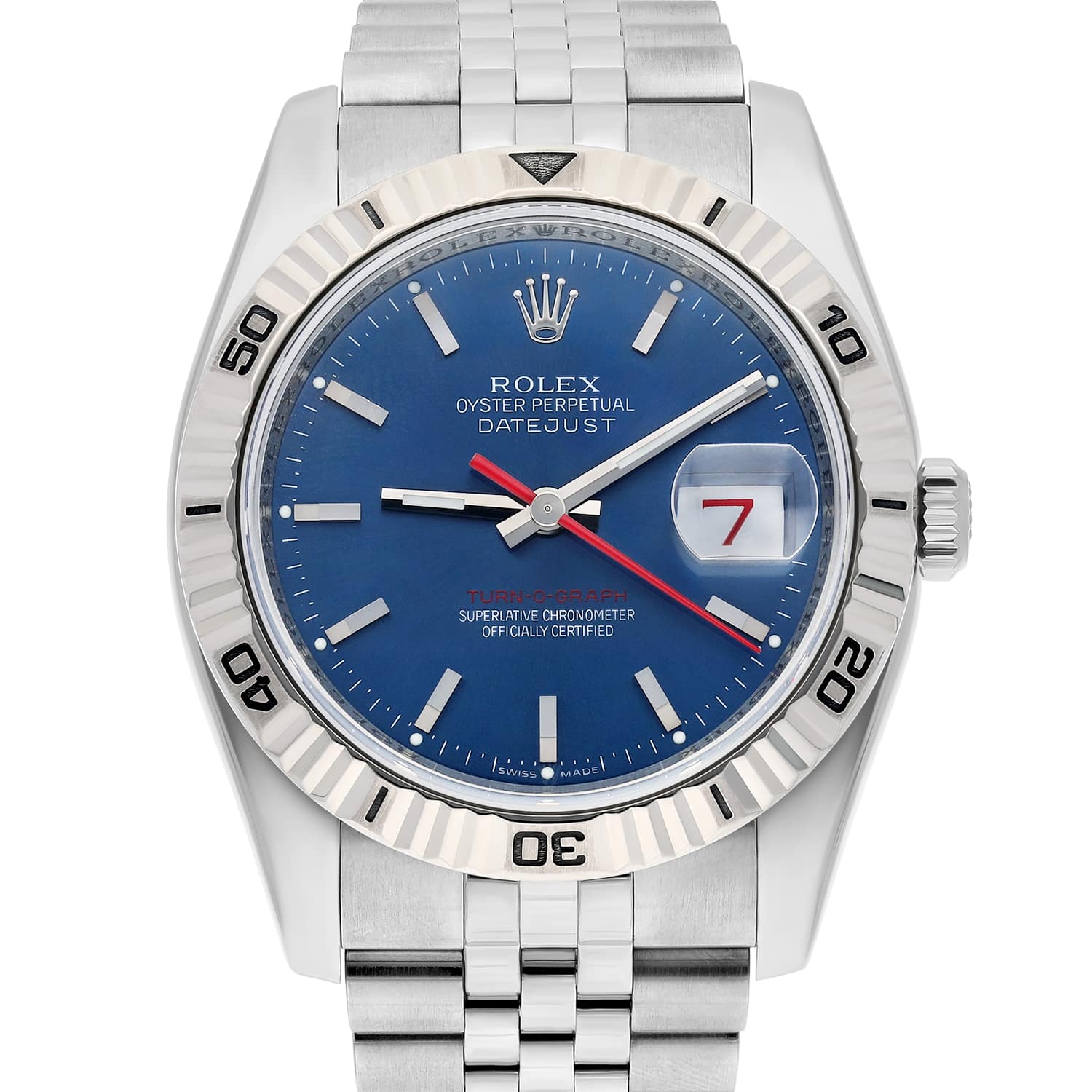Rolex Datejust Turn-0-Graph 116264 36mm White Gold with Black Dial Watch