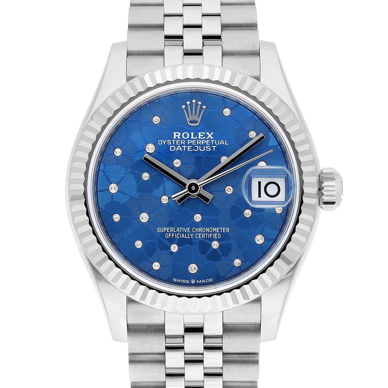 Rolex Datejust 31mm Azzurro-Blue Floral-Motif Diamond Dial Jubilee 278274 Unworn