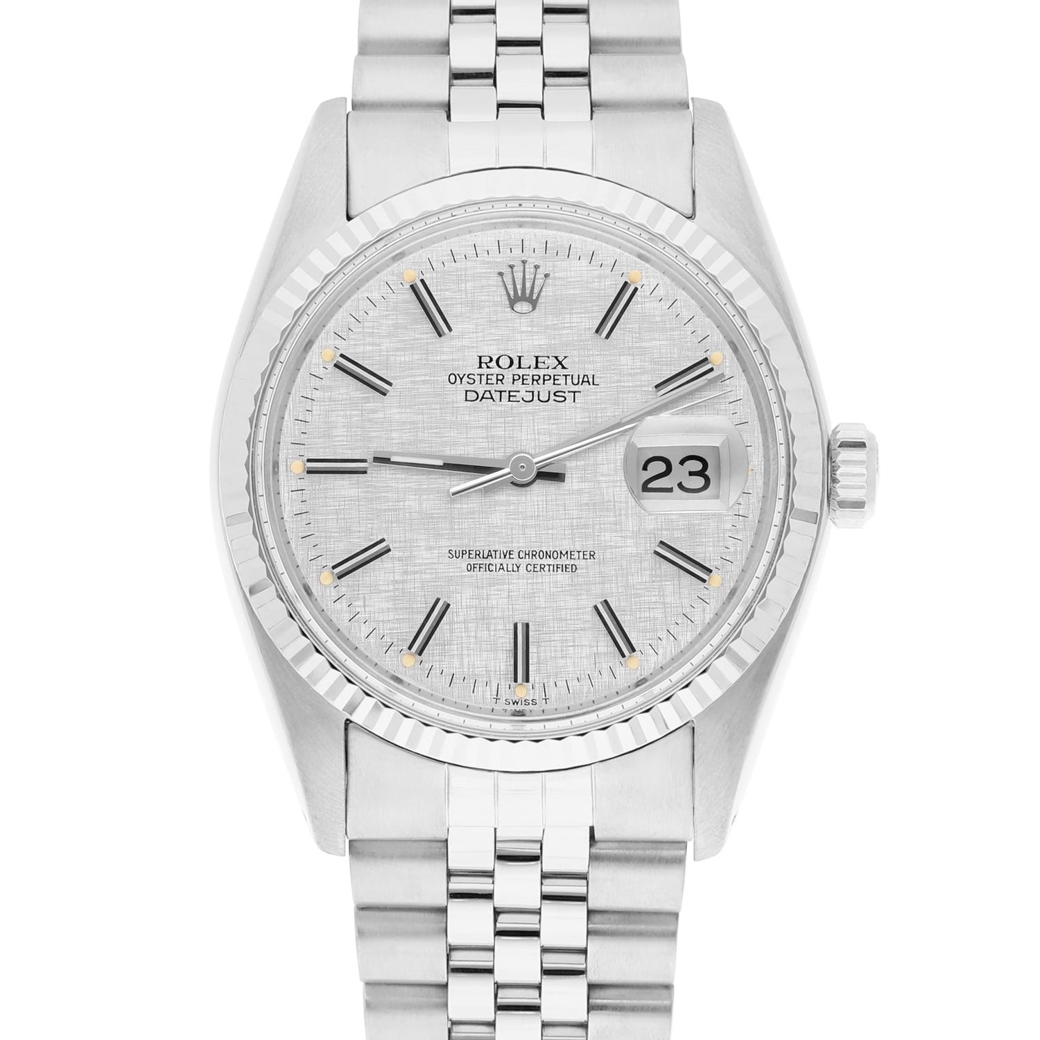 Rolex Datejust 36mm Stainless Steel 16014 Silver Linen Dial, Circa 1987
