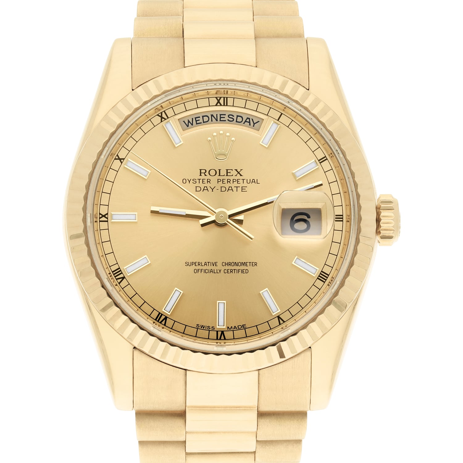 Rolex 18K Yellow Gold 36mm Day-Date President 118238 Engraved Mint Condition