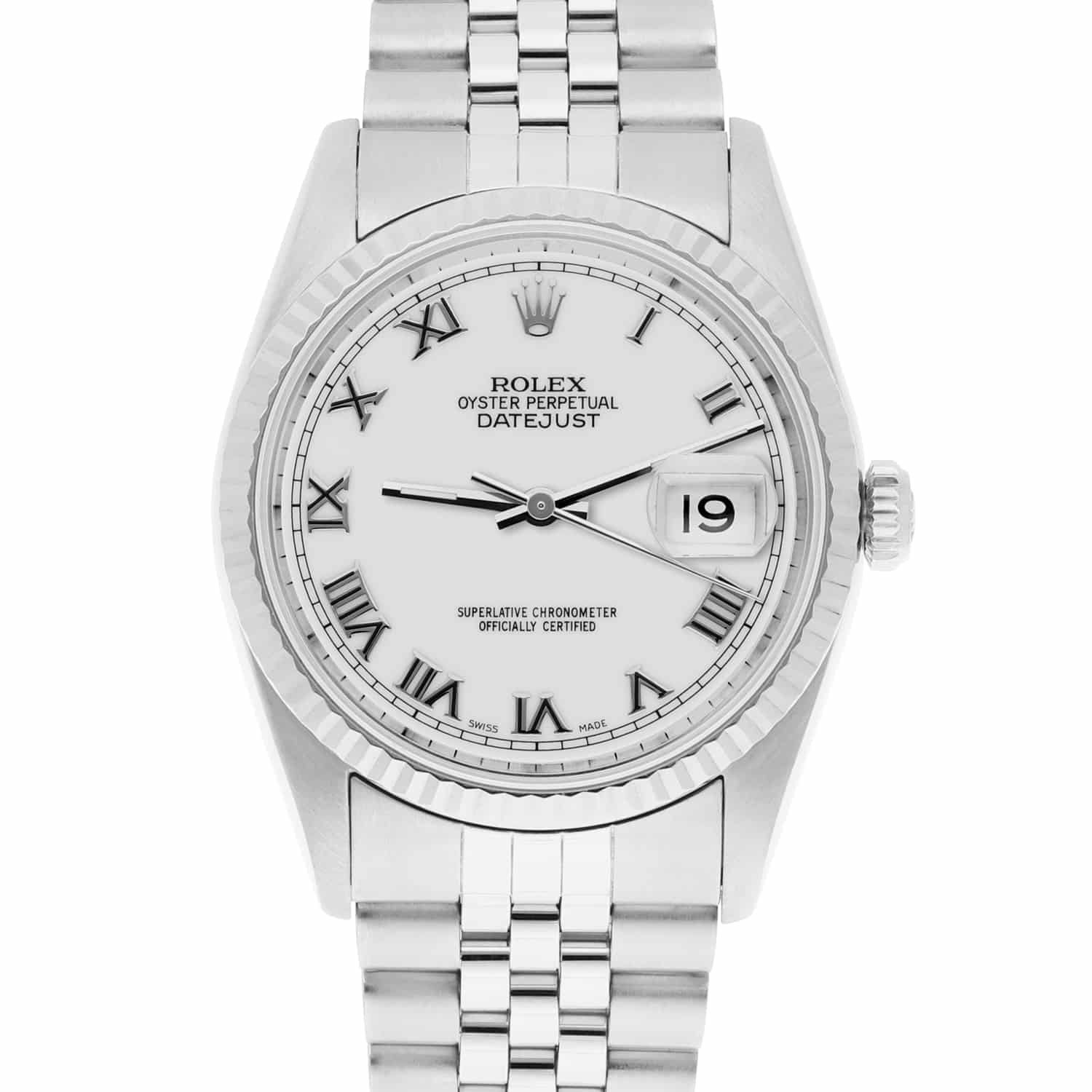 Rolex Datejust 36mm Stainless Steel 16234 White Roman Dial, Jubilee Circa - 1995