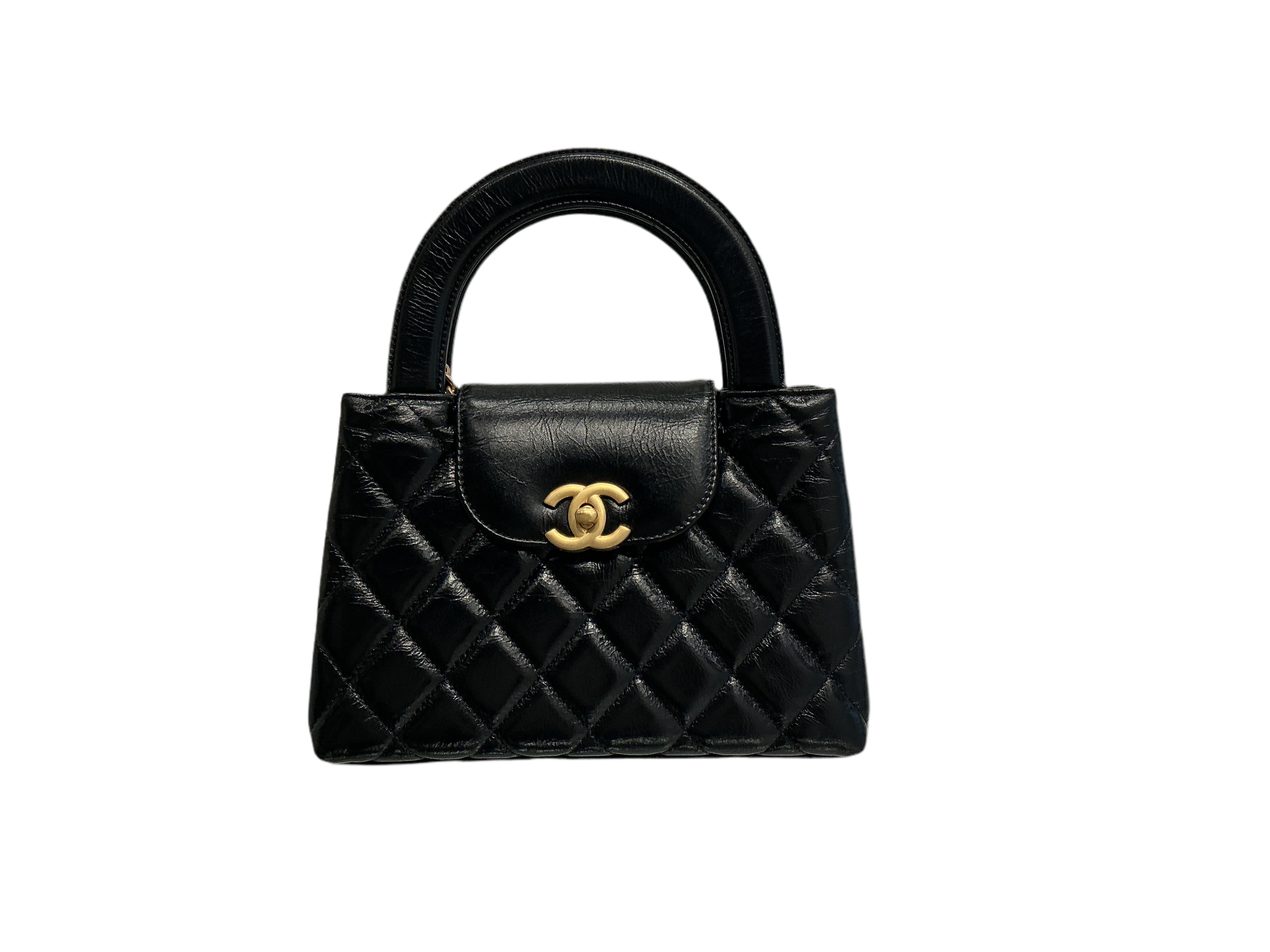 Chanel Mini Kelly Top Handle Quilted Shiny Aged Calfskin