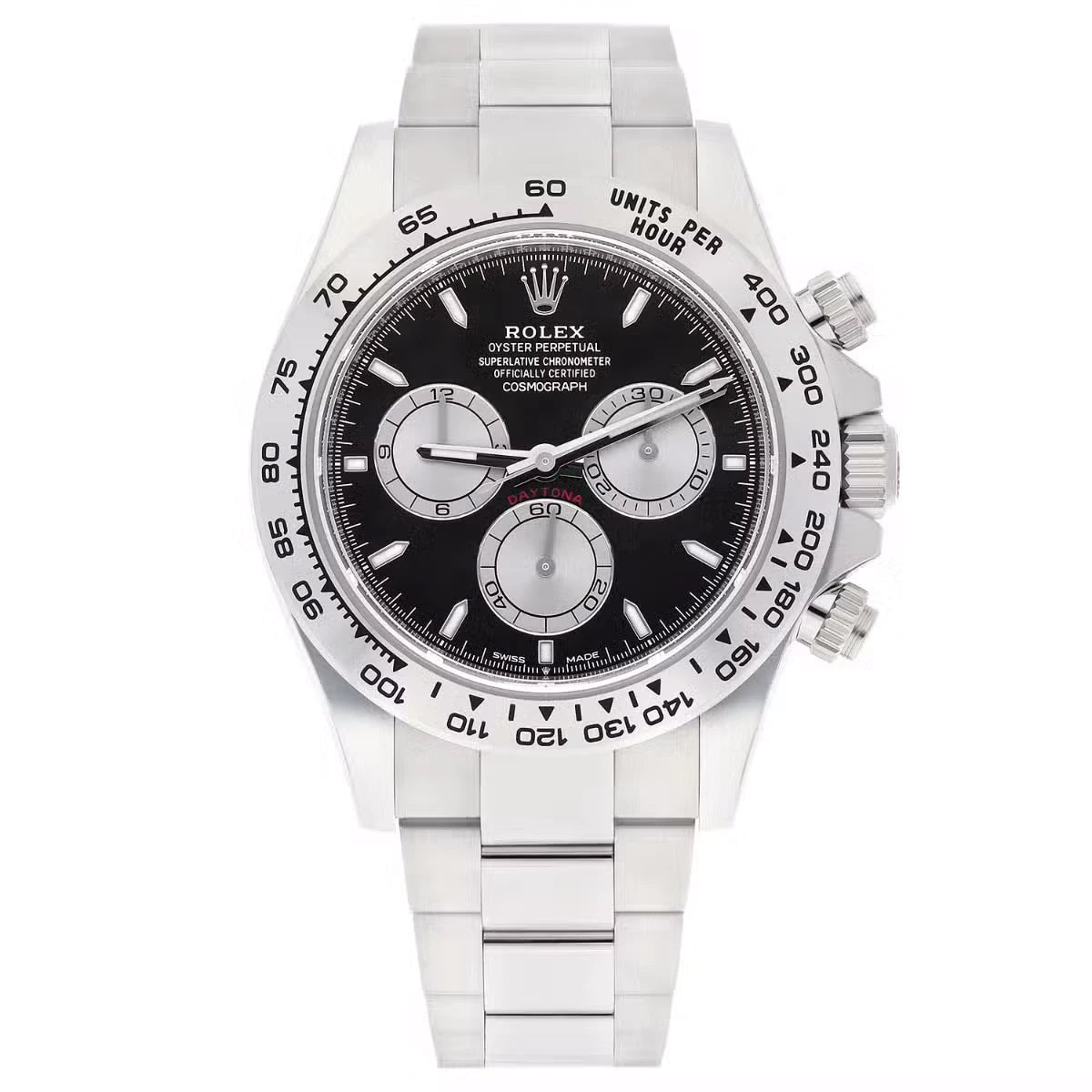 Rolex Cosmograph Daytona 18k White Gold Watch Black Dial “Baby LeMans” 126509