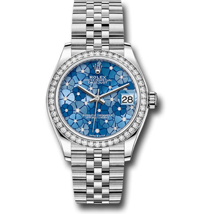 Rolex Datejust Jubilee 31mm Stainless Steel Watch Blue Floral Diamond Dial 278384RBR