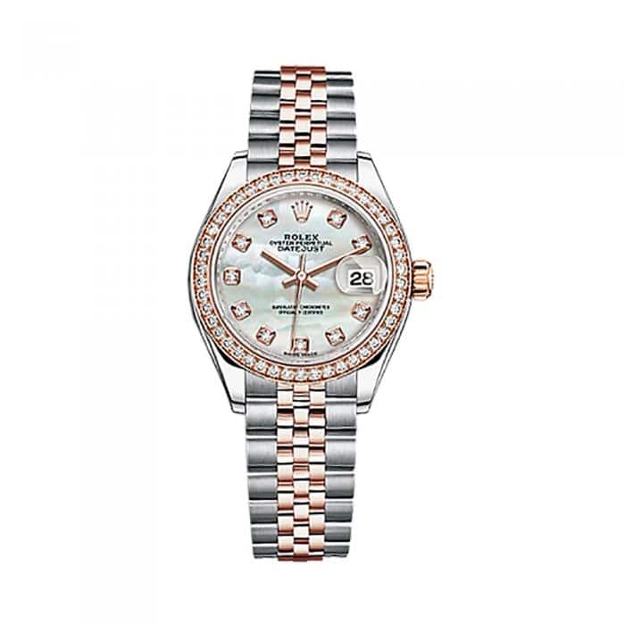 Rolex Lady-Datejust 28mm Jubilee Stainless Steel Watch Mother of Pearl Diamond Dial 279381