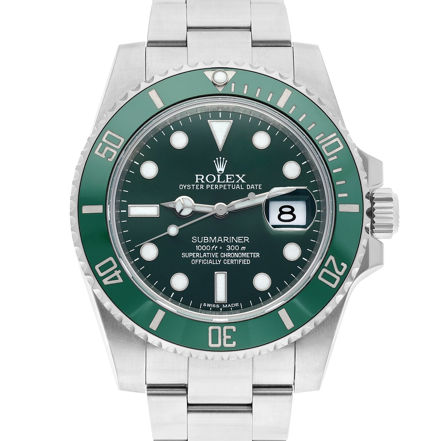 Rolex Submariner Date 40mm 116610LV HULK Steel Green Ceramic Bezel-Green Dial Complete