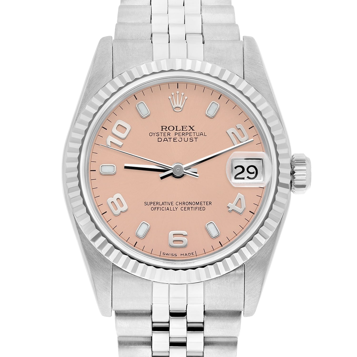 Rolex Datejust 31mm 68274 Salmon Dial Stainless Steel Watch W/G Bezel Circa - 1997