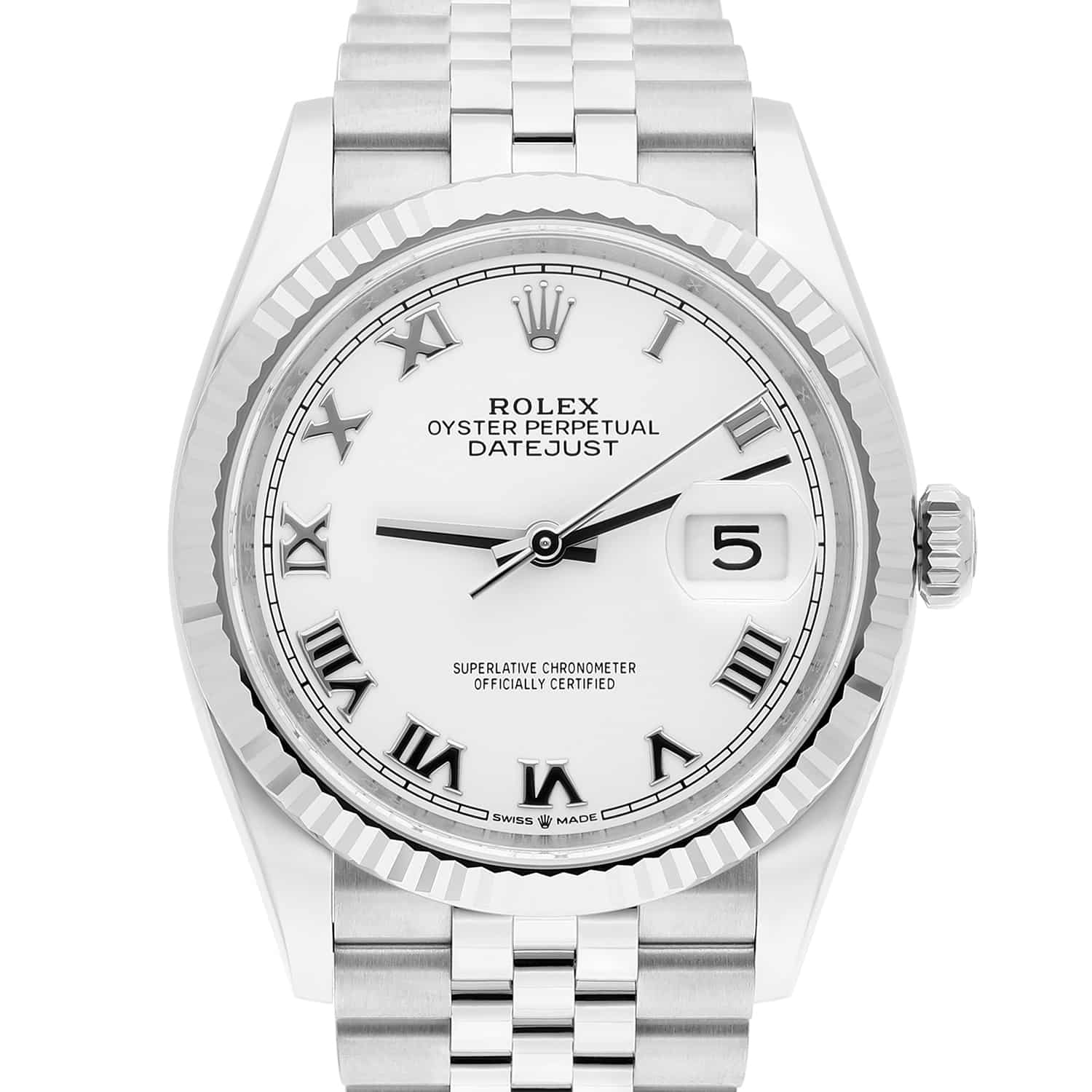 Rolex Datejust 126234 Steel 36mm White Roman Dial Jubilee Bracelet 2023 Complete