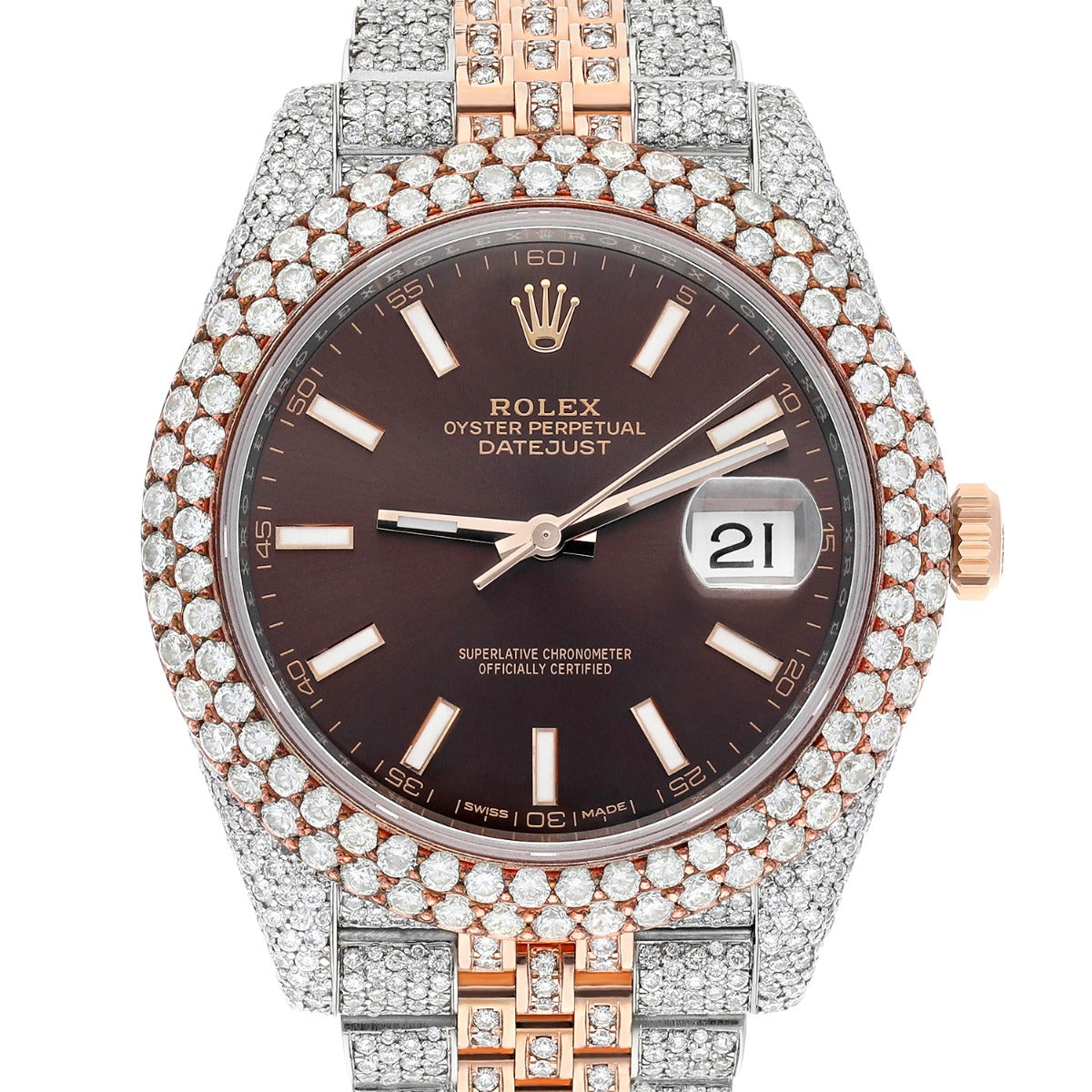 Rolex Datejust 41mm 126331 Stainless Steel & Rose Gold Watch Grey Green Roman Dial