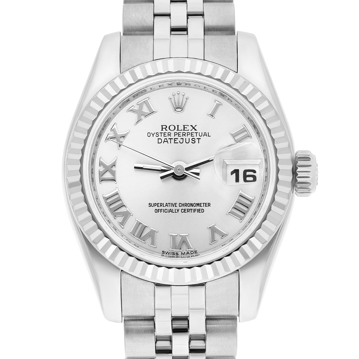 Rolex 26mm Lady-Datejust 179174 Steel & White Gold Watch Silver Dial Jubilee