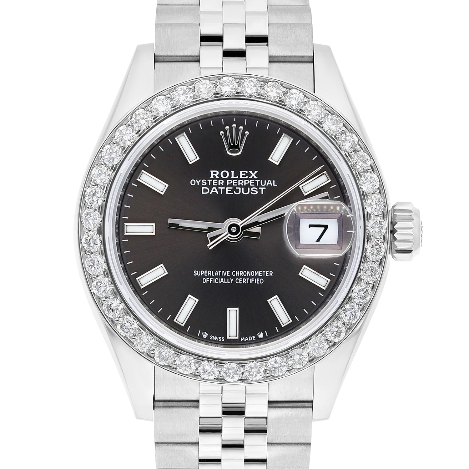 Rolex Datejust 28 Dark Grey Diamond Stainless Steel Jubilee 279160 New 2022