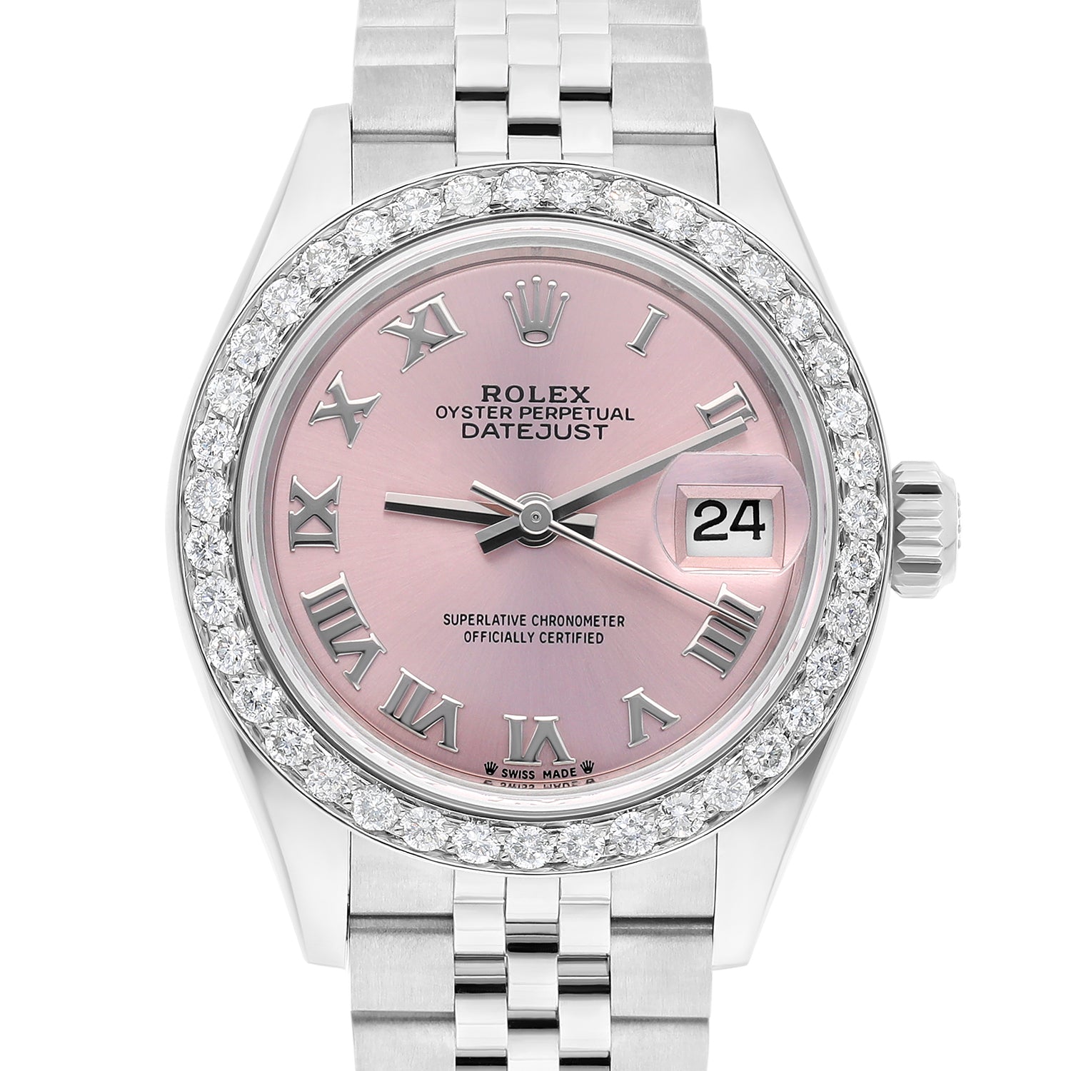 Rolex Datejust 28 Dark Pink Diamond Stainless Steel Jubilee 279160 Unworn
