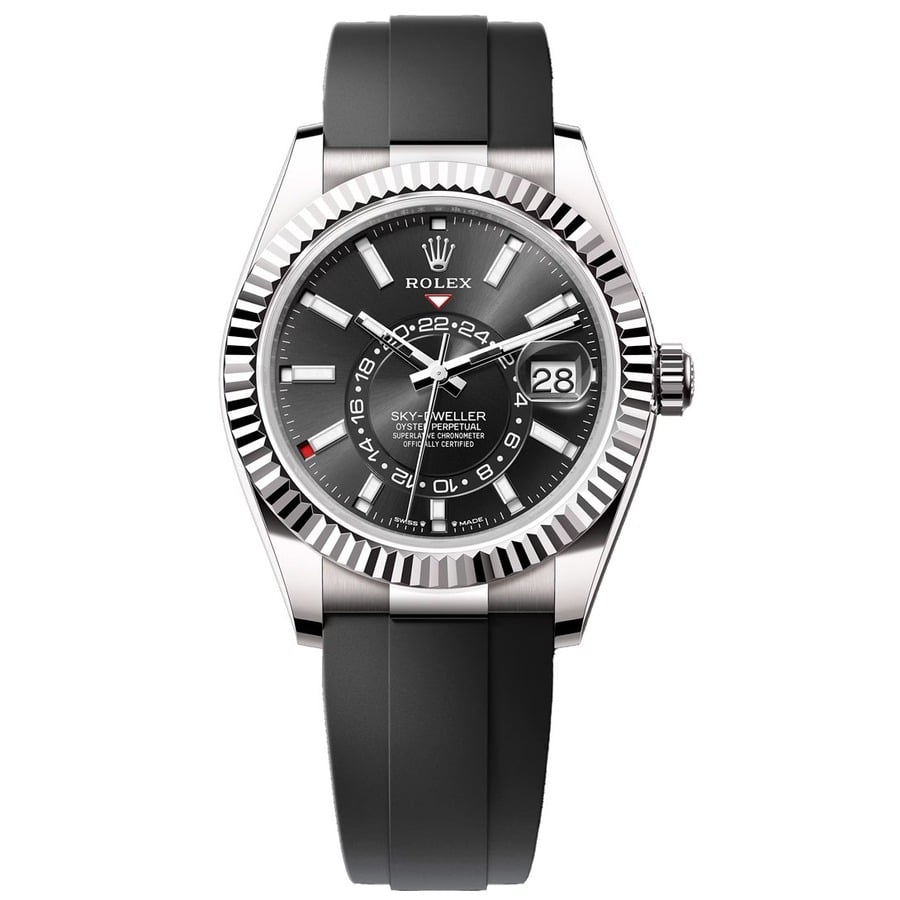 Rolex Skydweller 336239 Oysterflex White Gold with Black Dial Watch
