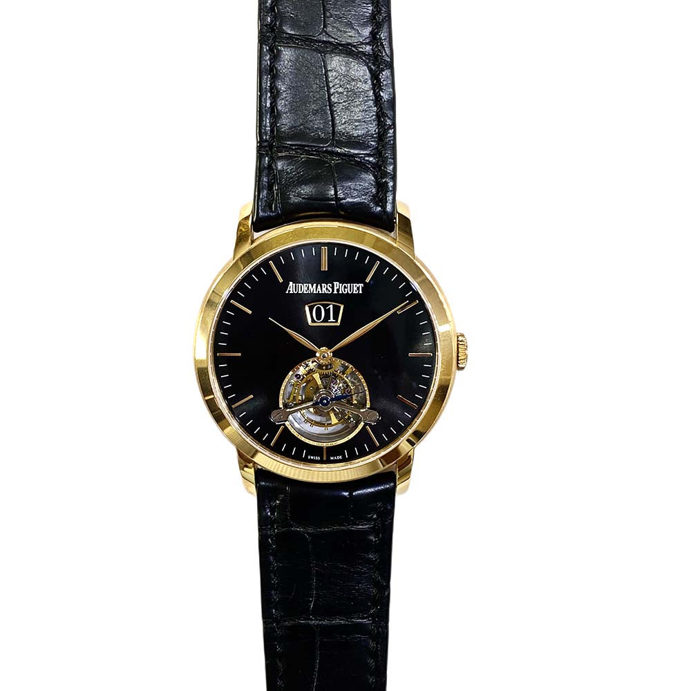 Audemars Piguet Jules Audemars Grande Date Rose Gold with Black Leather Watch