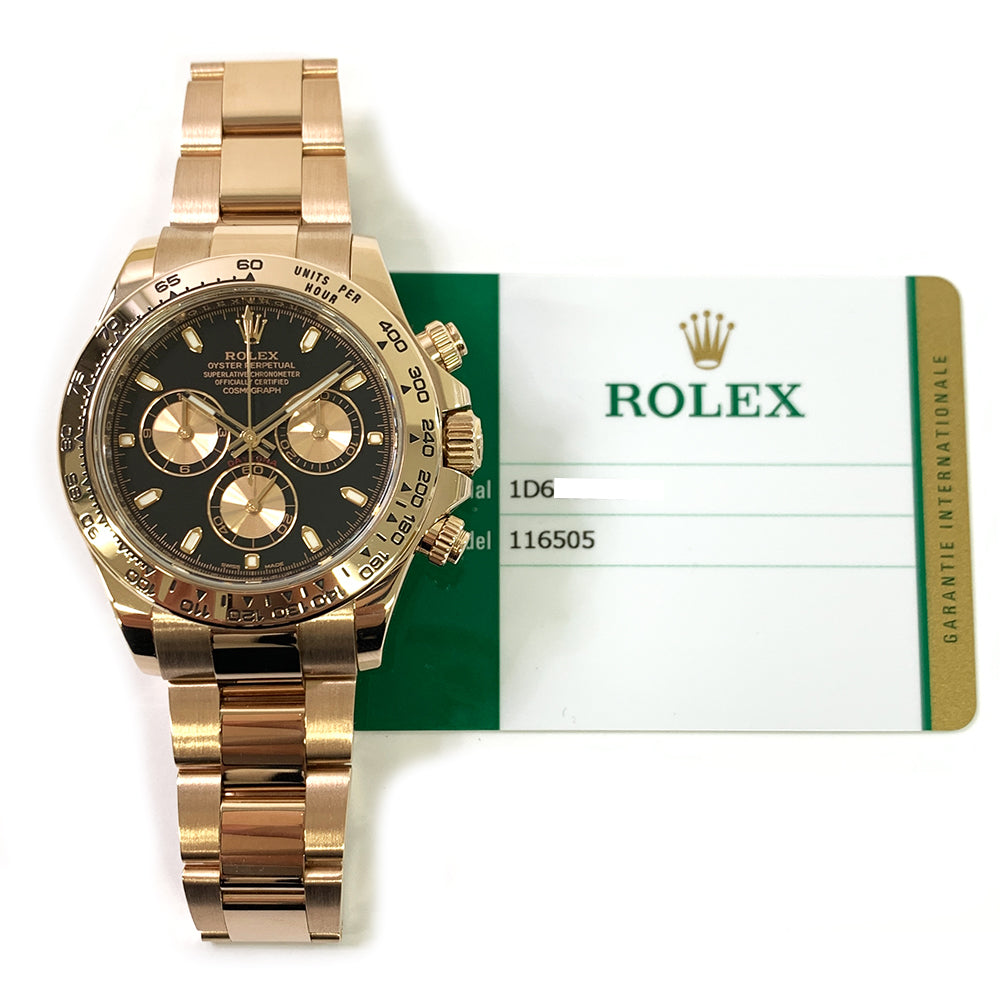 Rolex Cosmograph Daytona 40mm 116505 Rose Gold Watch Black Dial