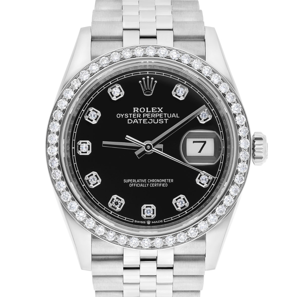Rolex Datejust Black 36mm Stainless Steel Jubilee Watch 126234
