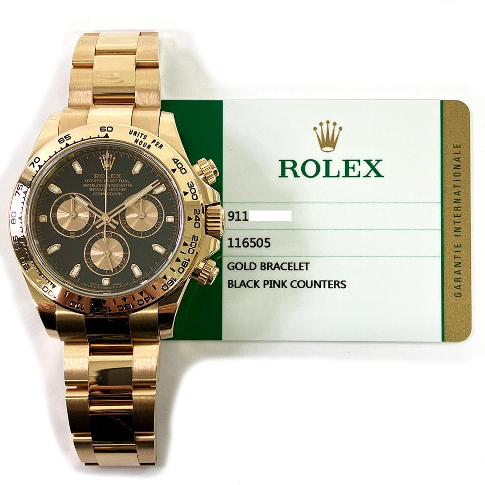 Rolex Cosmograph Daytona 40mm 116505 Rose Gold Watch Black Dial