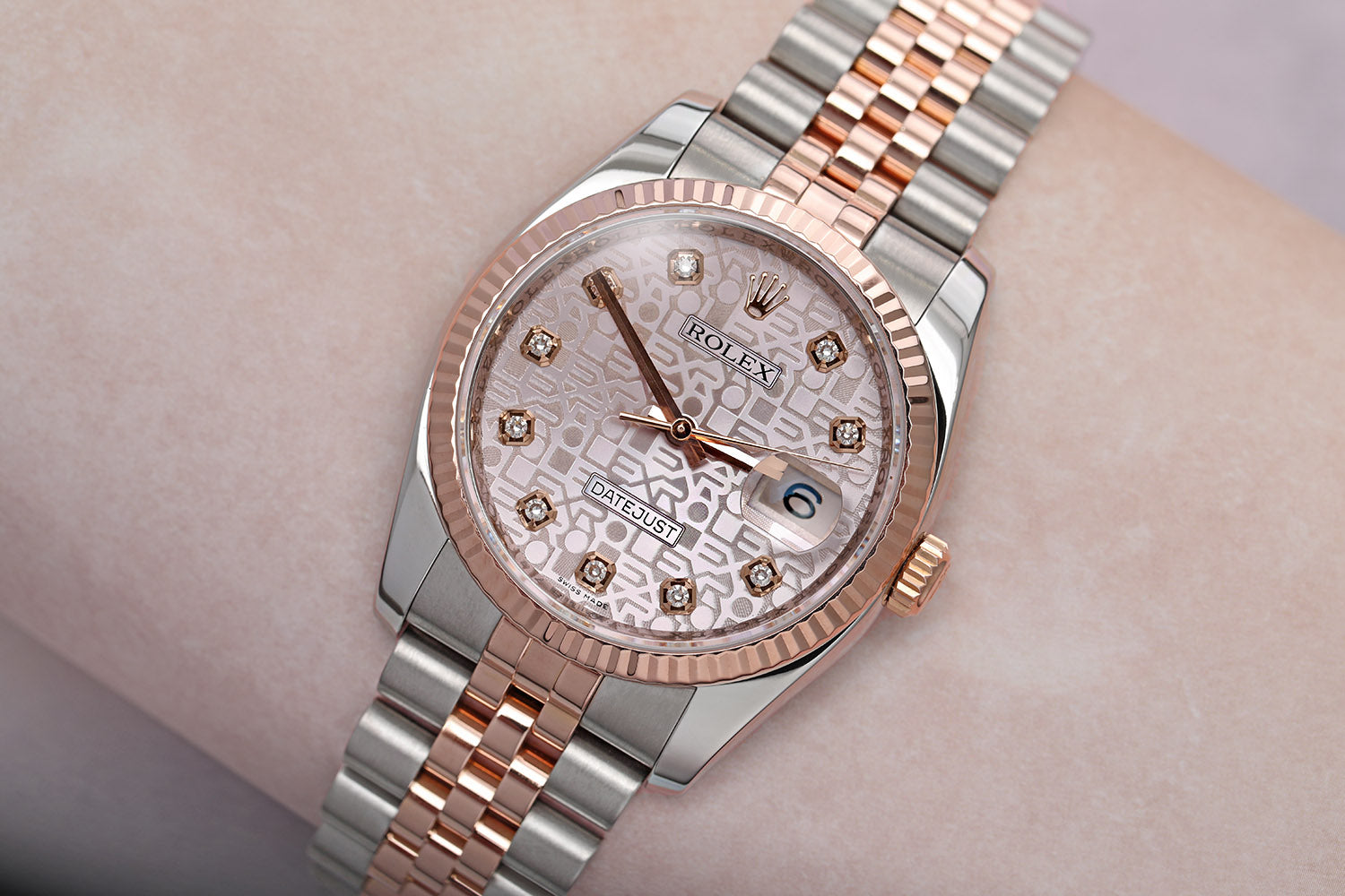 Rolex Datejust 116231 Steel and Rose Gold 36mm Anniversary Pink Diamond Dial Jubilee Band