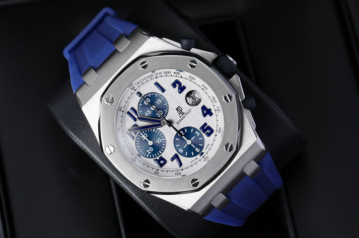 AP Royal Oak Offshore 26020ST.OO.D020IN.01 Chronograph Stainless Steel Watch Blue Rubber Strap