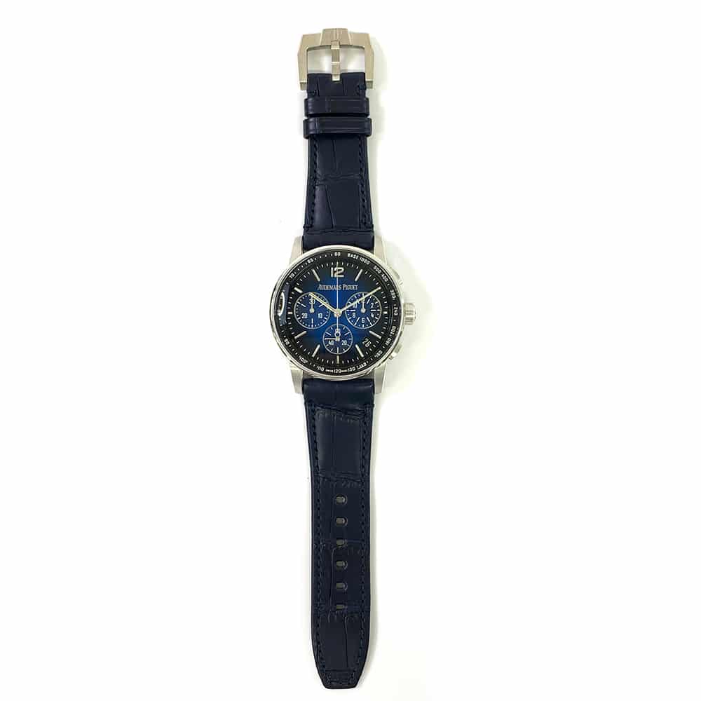 AP Code 11.59 Chronograph White Gold With Blue Leather Watch Blue Dial