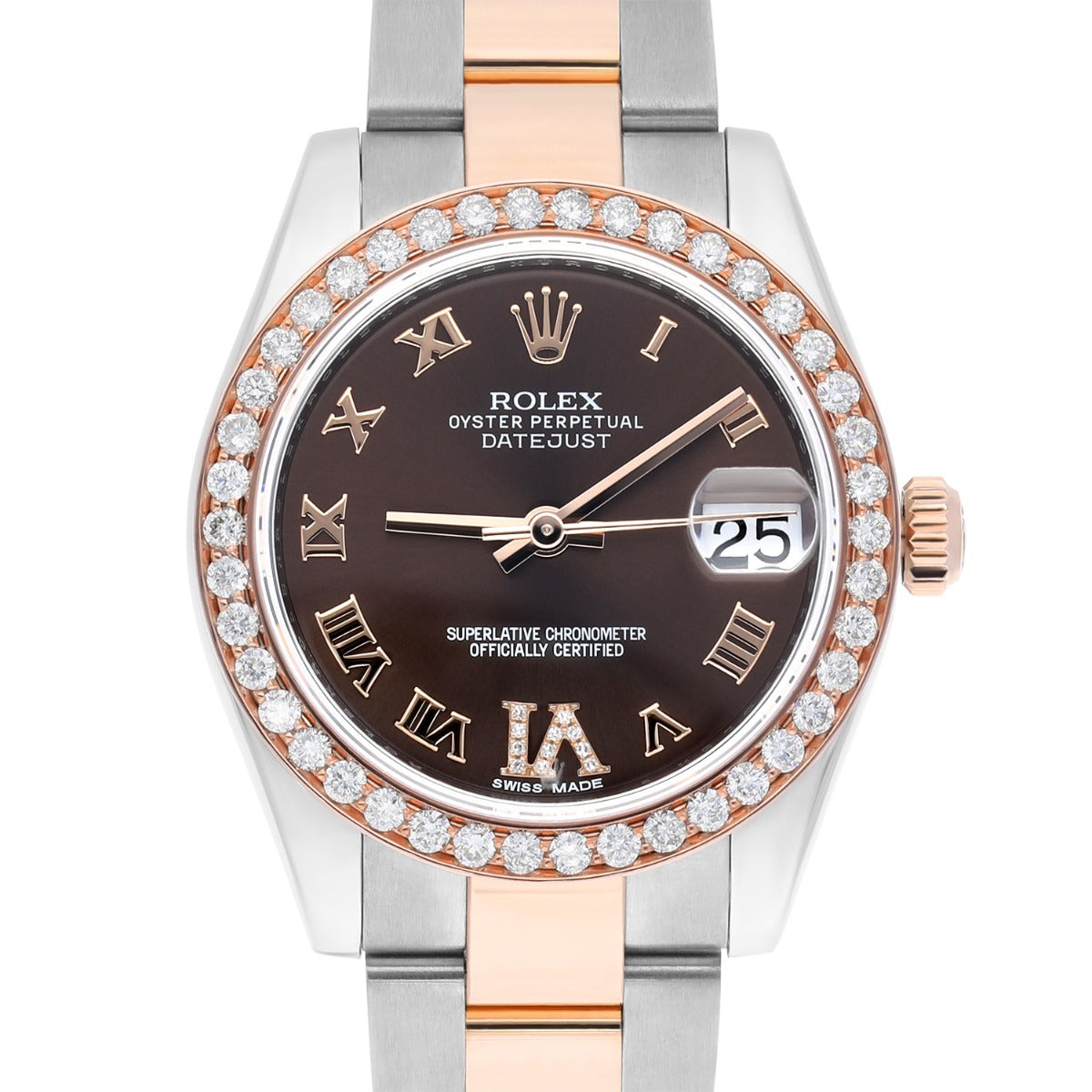 Rolex Datejust 178241 31mm Ladies 18k Rose Gold/Steel with Chocolate Dial Watch