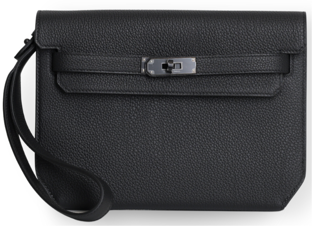 Hermes - Monochrome Kelly Clutch in Black Togo Leather (Brand New)