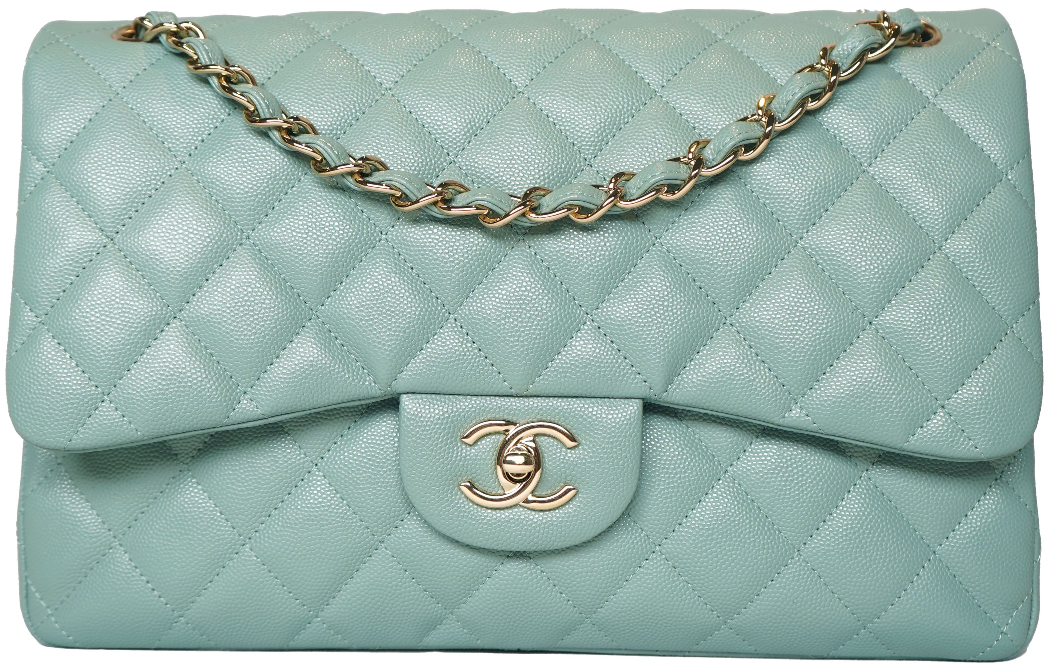 Chanel Jumbo Double Flap Bag Caviar Sage