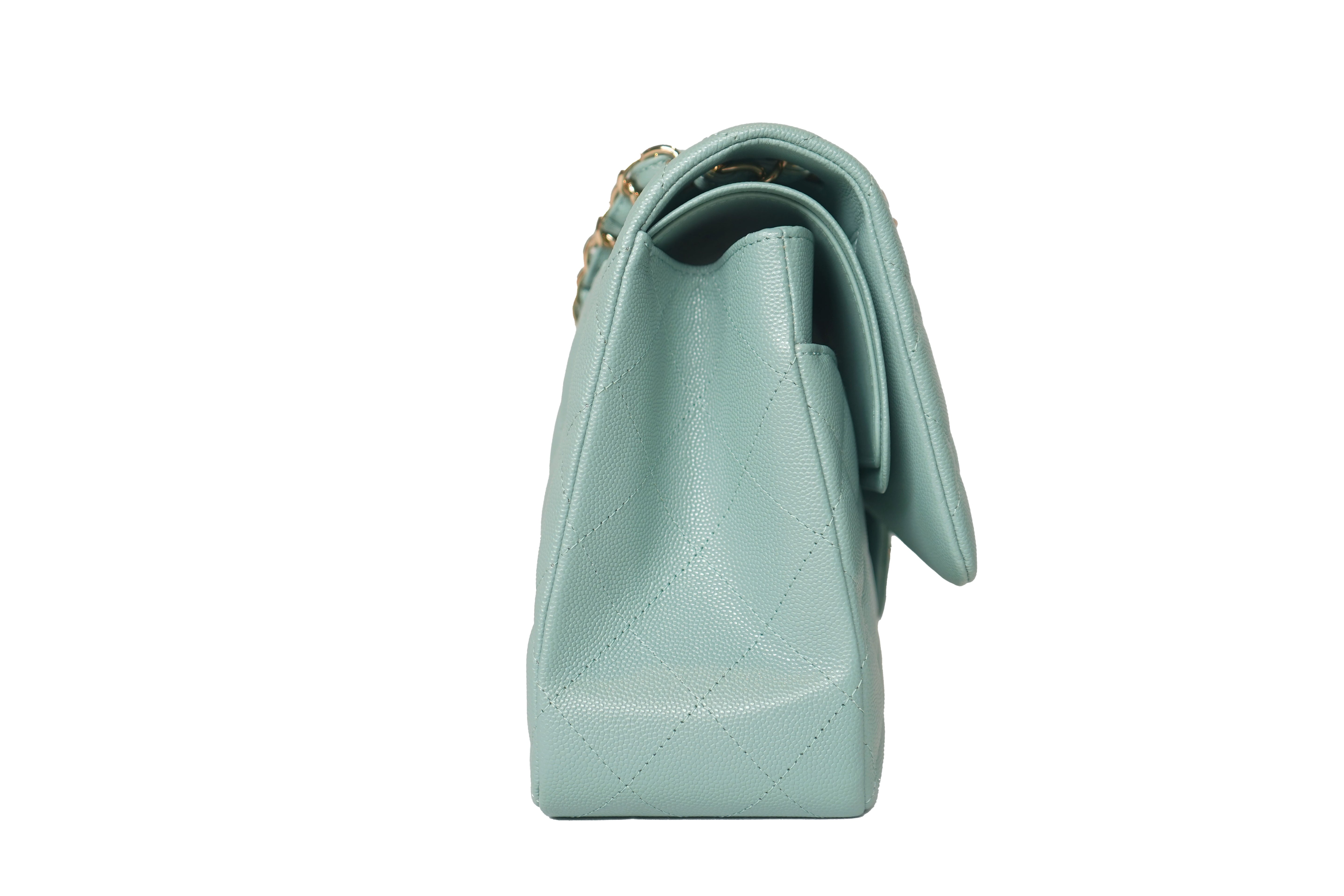 Chanel Jumbo Double Flap Bag Caviar Sage
