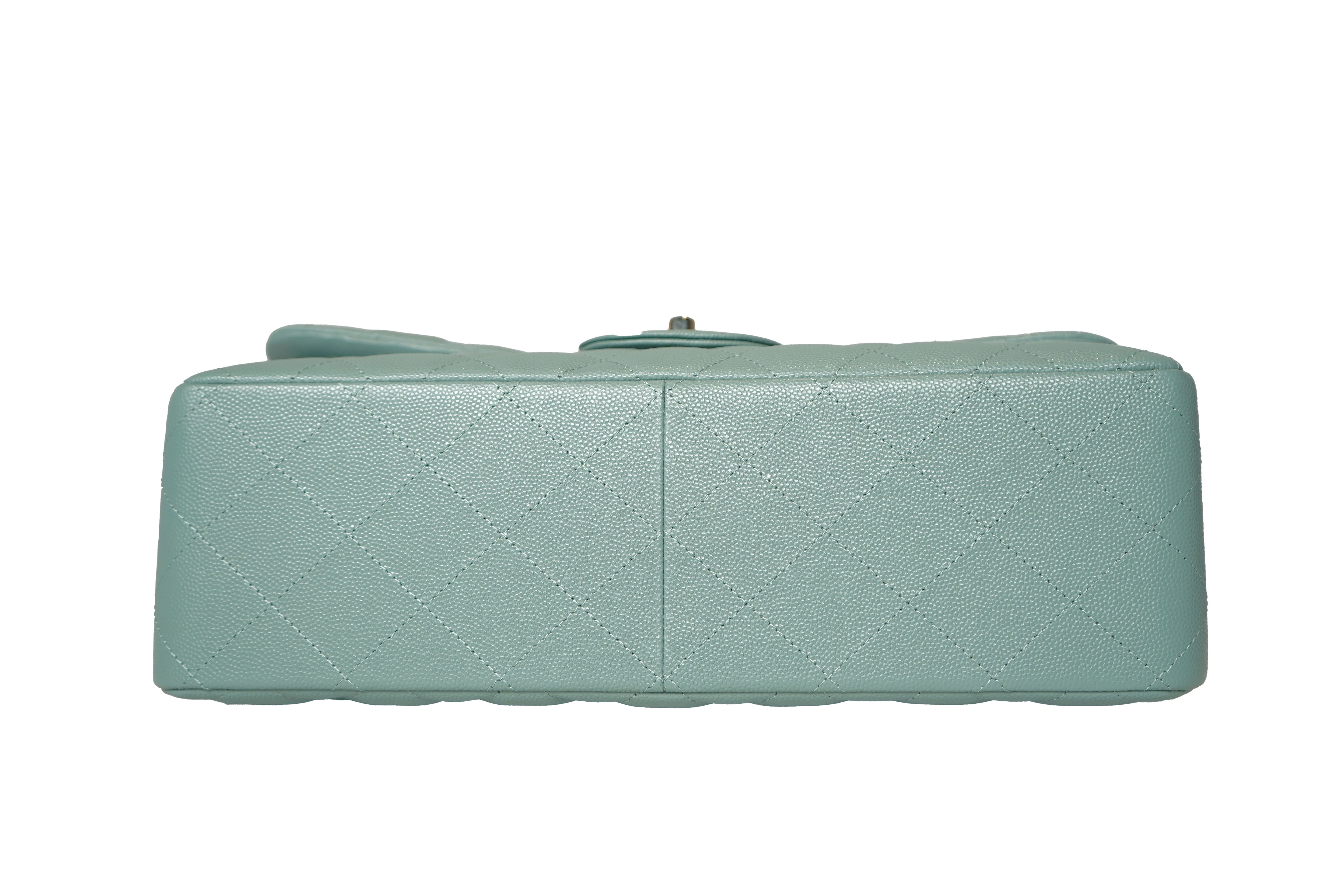 Chanel Jumbo Double Flap Bag Caviar Sage