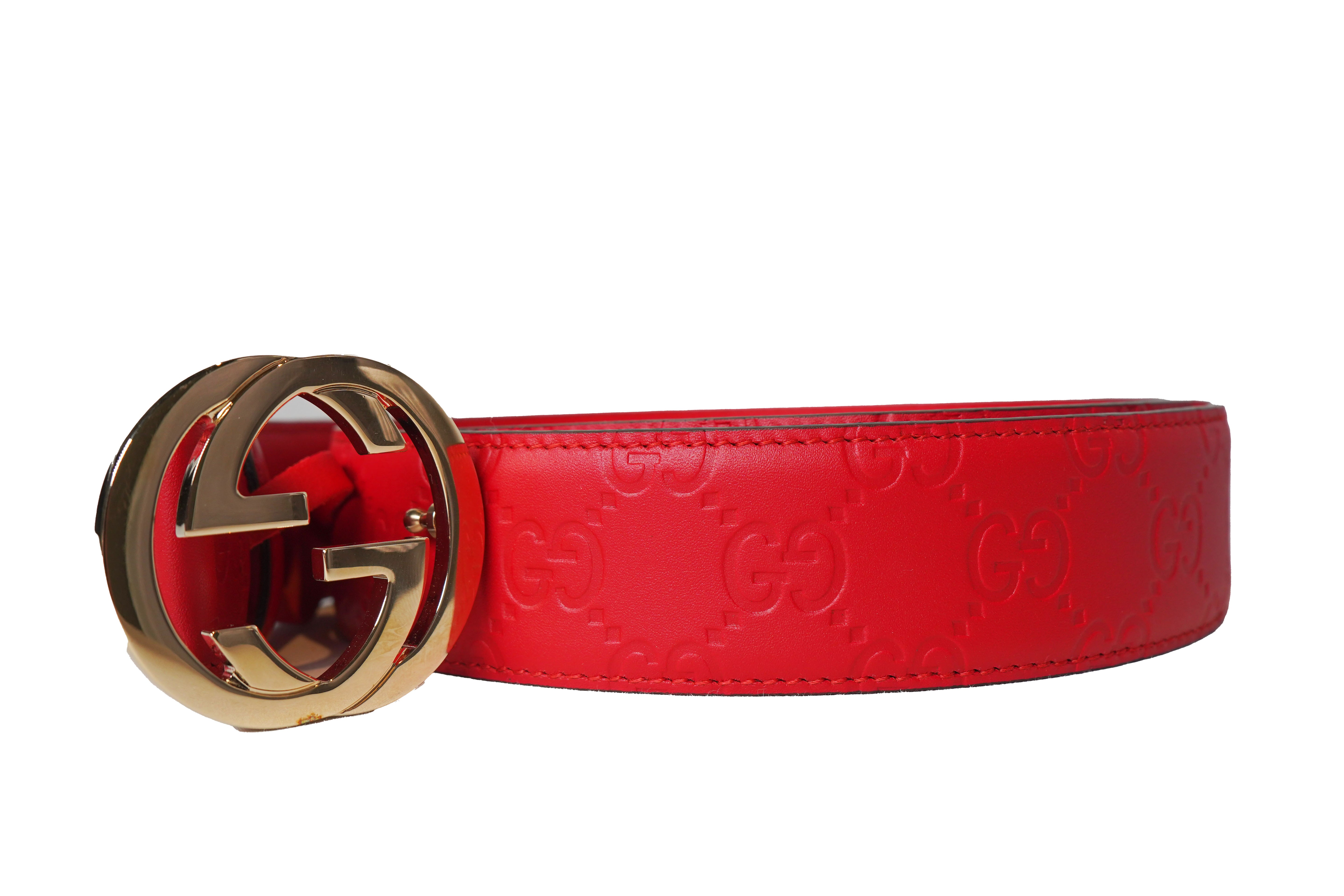 Gucci - Red  Monogram Belt 90cm