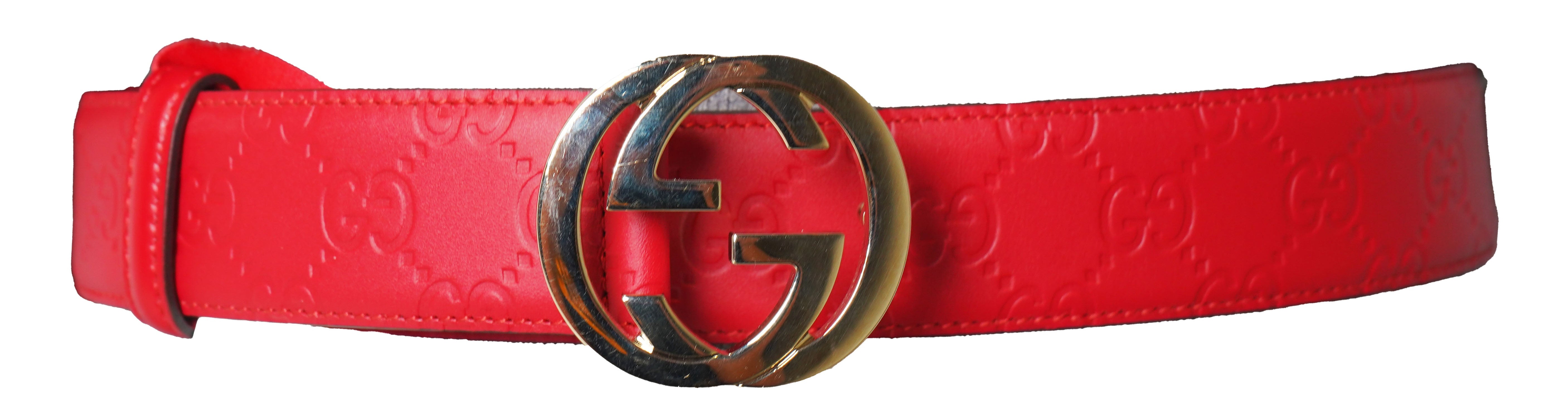Gucci - Red  Monogram Belt 90cm