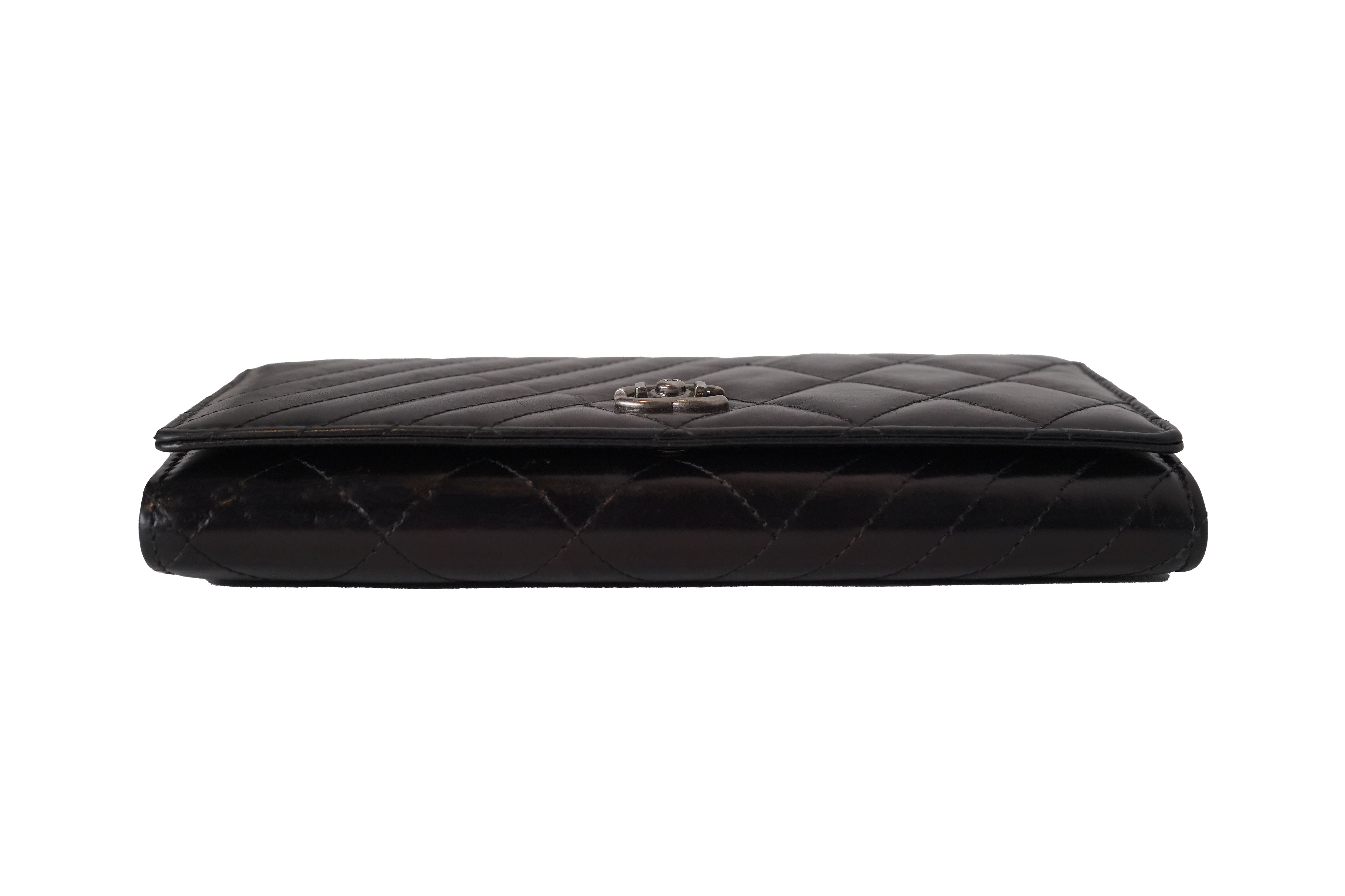 Chanel Black Quilted Leather Wallet