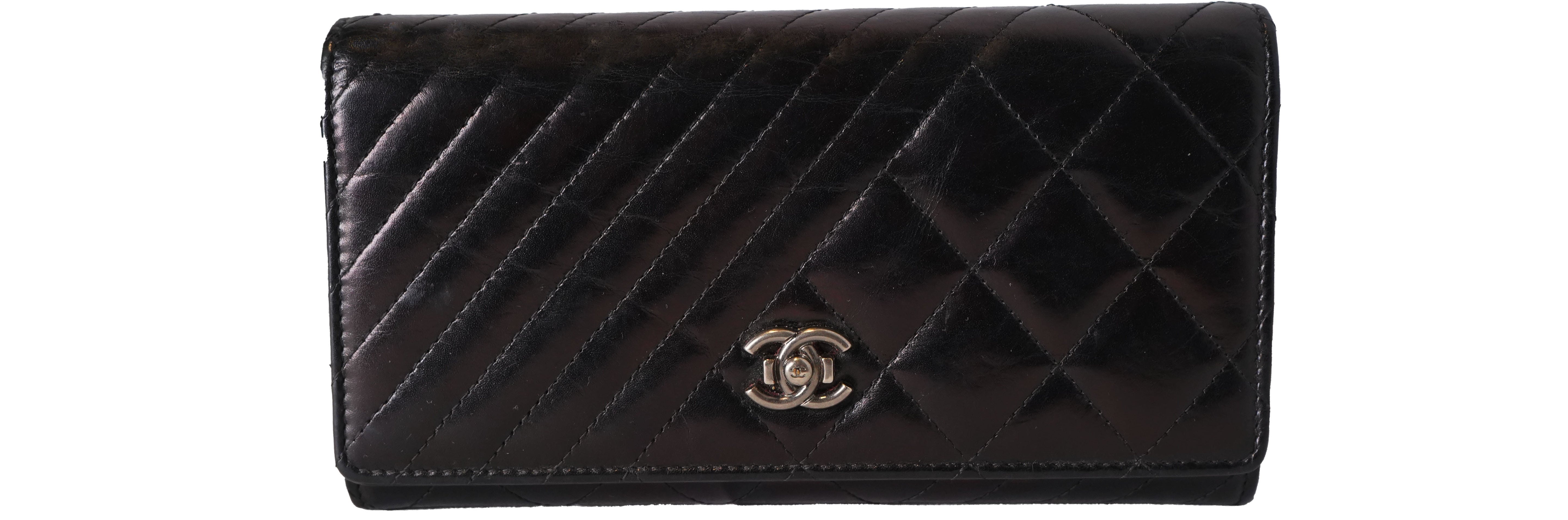Chanel Black Quilted Leather Wallet