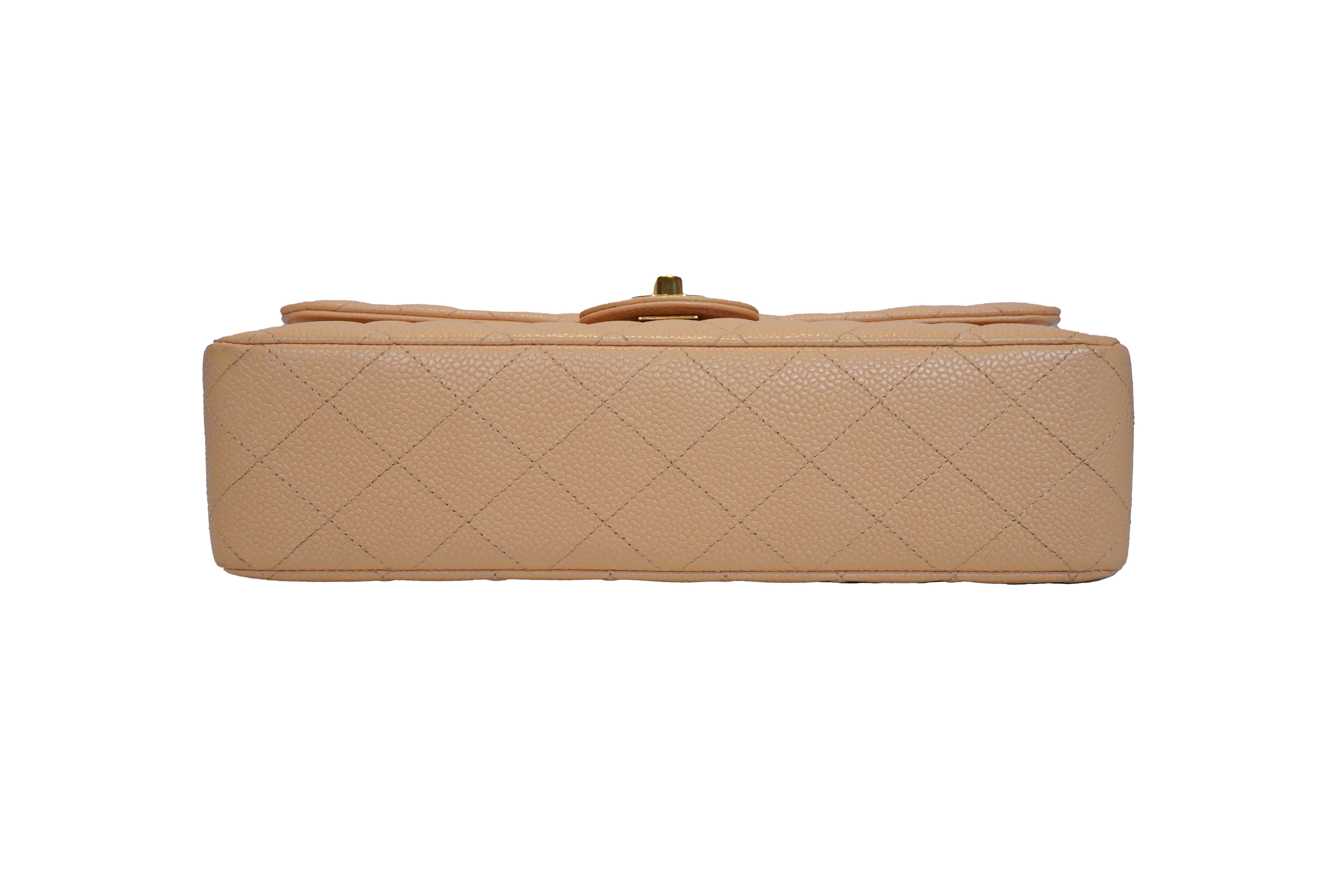 Chanel Medium Double Flap Caviar Tan