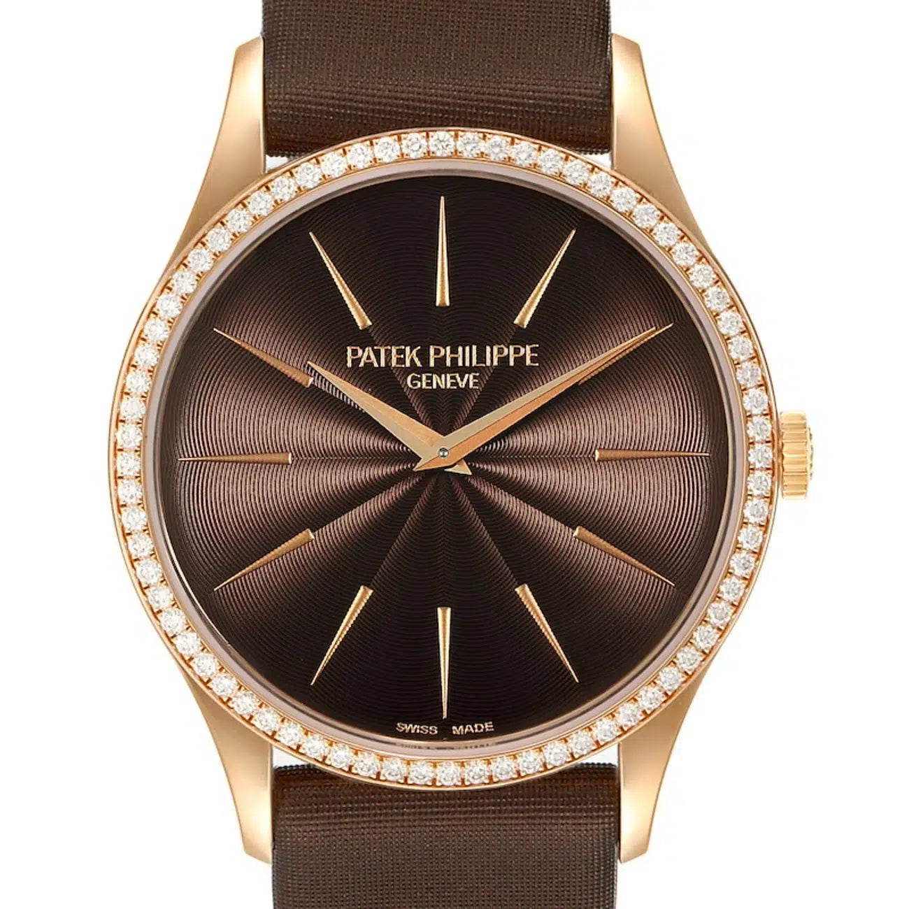 Patek Philippe Calatrava 4897R-001 33mm Rose Gold With Brown Satin Watch Brown Dial