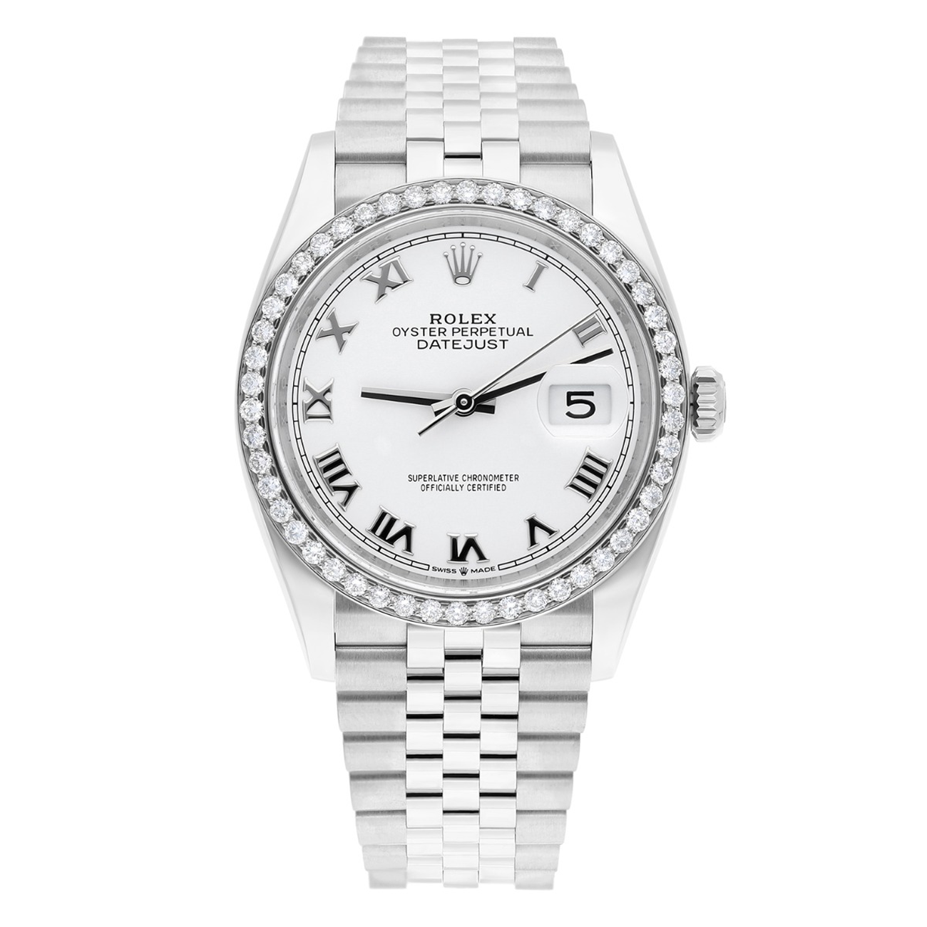 Rolex Datejust 126234 White Roman Dial Diamond Bezel