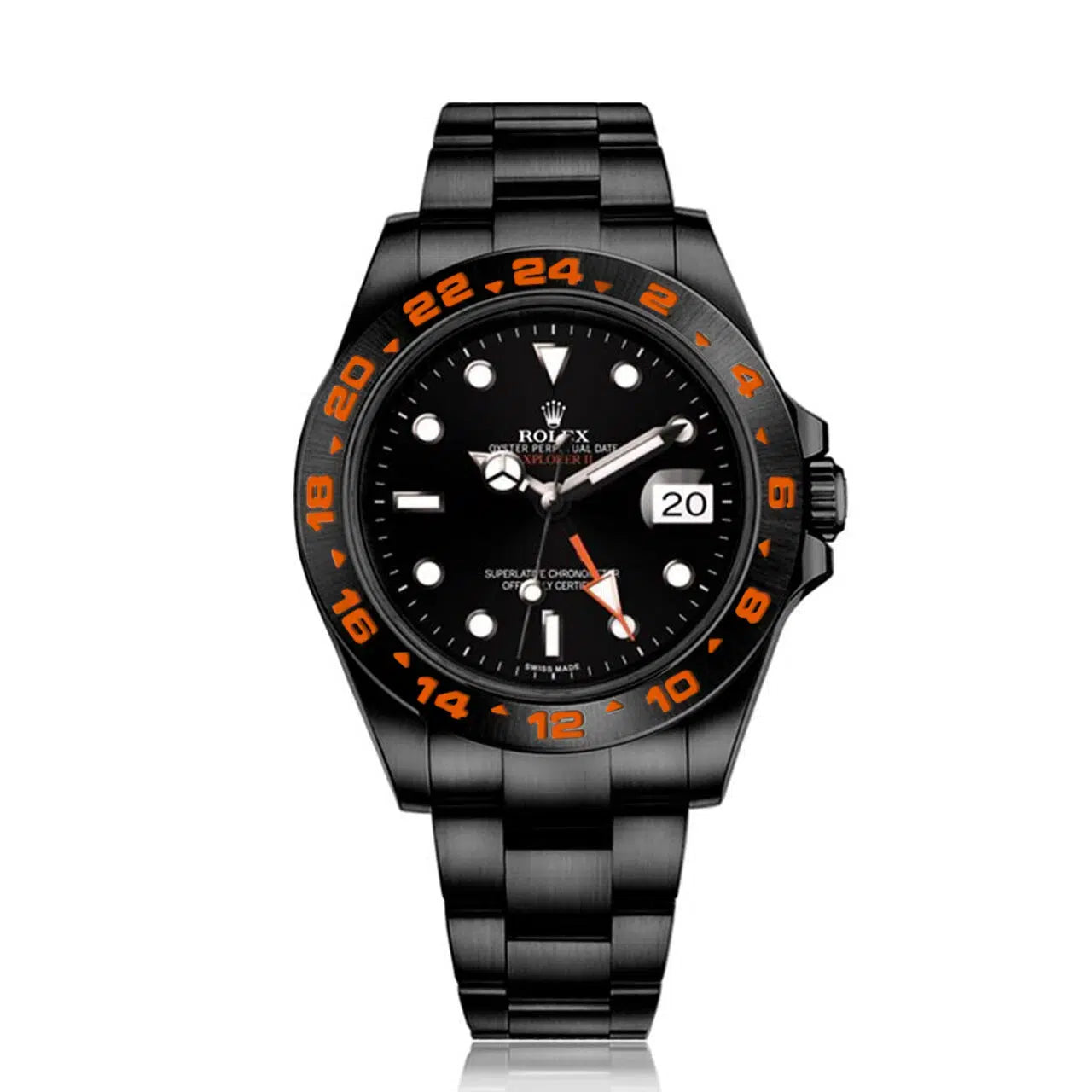 Rolex Explorer II Black PVD:DLC Coated Stainless Steel Watch Orange Numerals Bezel 216570